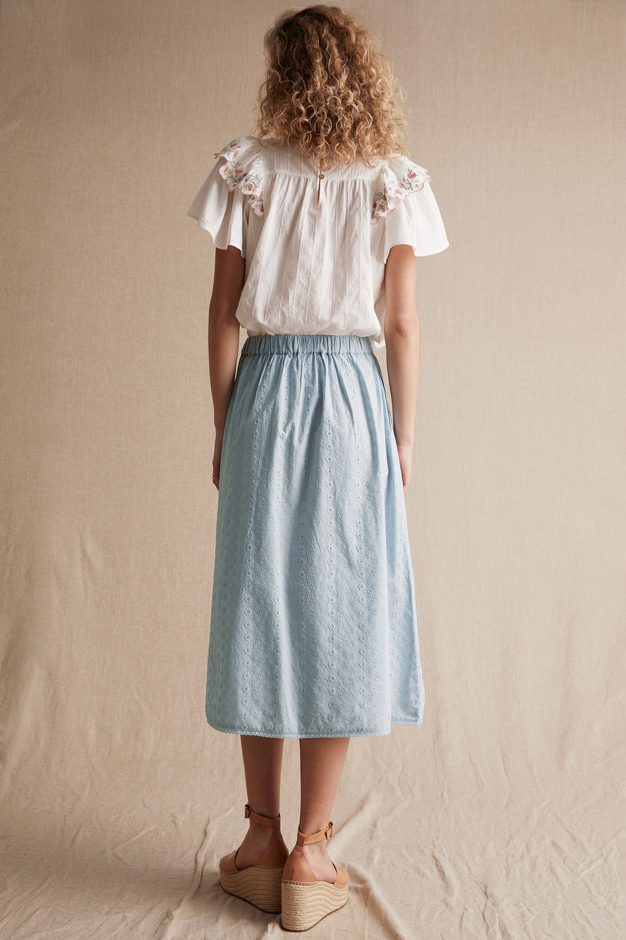 Women's broderie anglaise skirt - Blue - 181cm / Storlek: S - 3