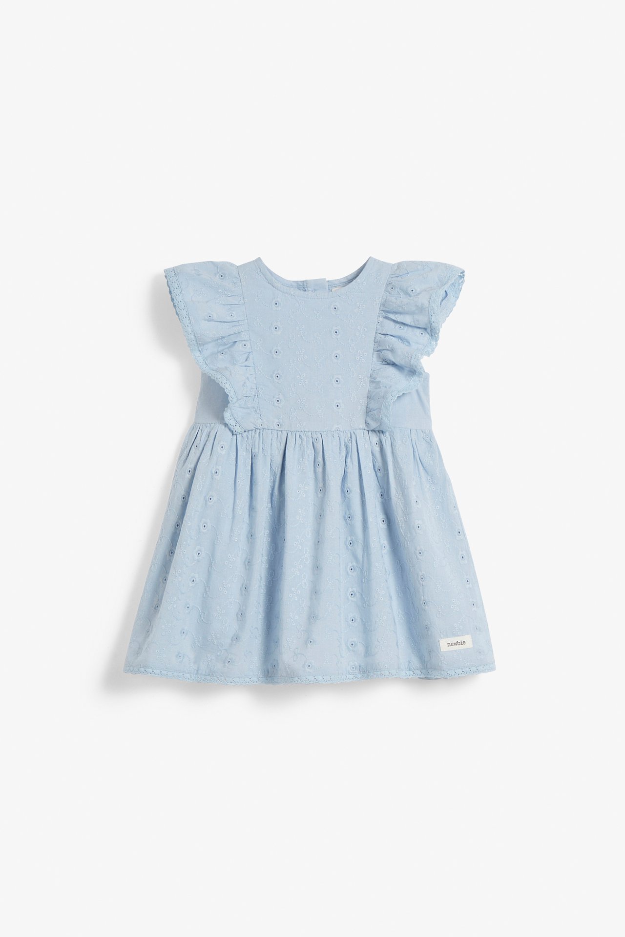 Kleid mit Lochstickerei - Blau - 6