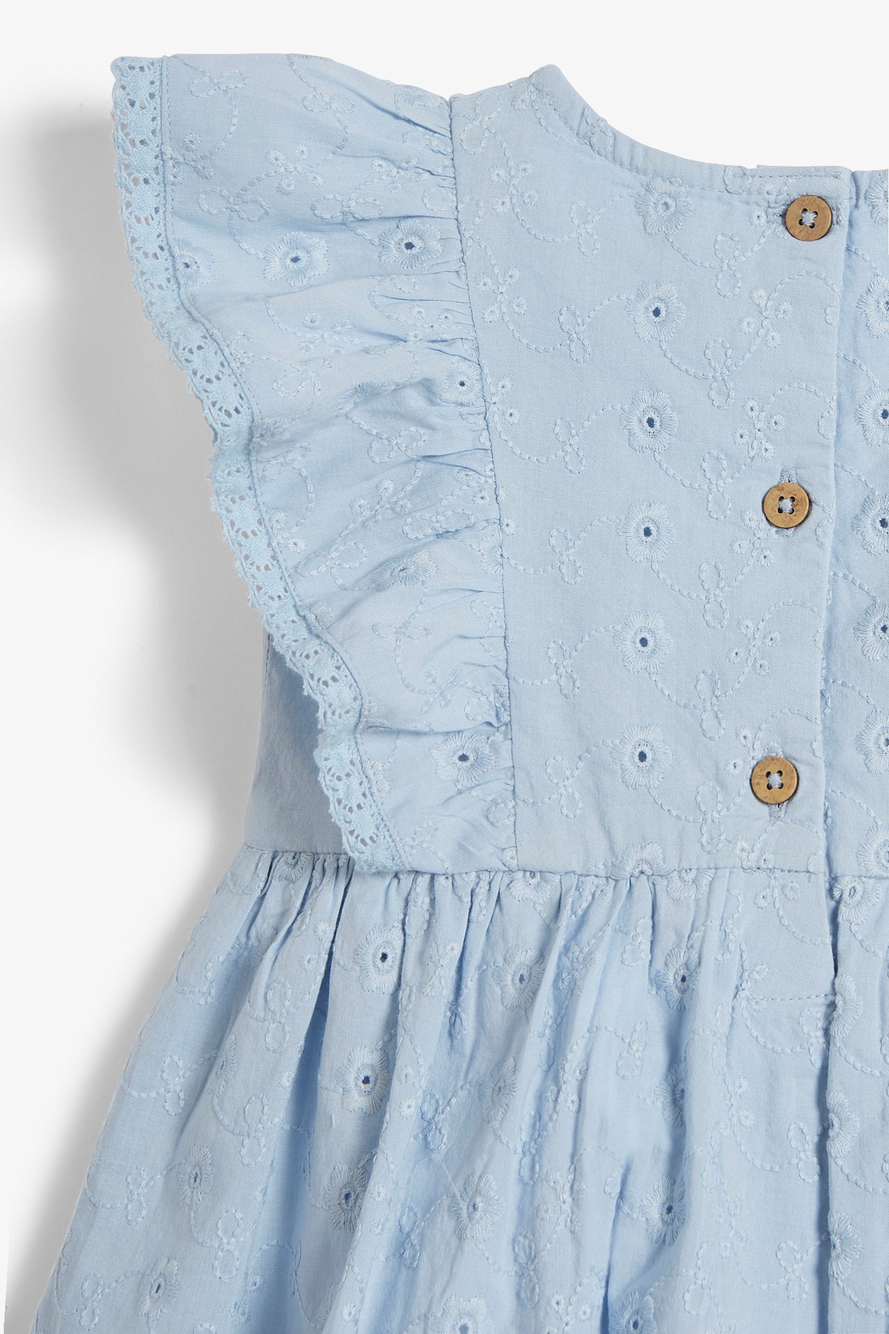 Kleid mit Lochstickerei - Blau - 7