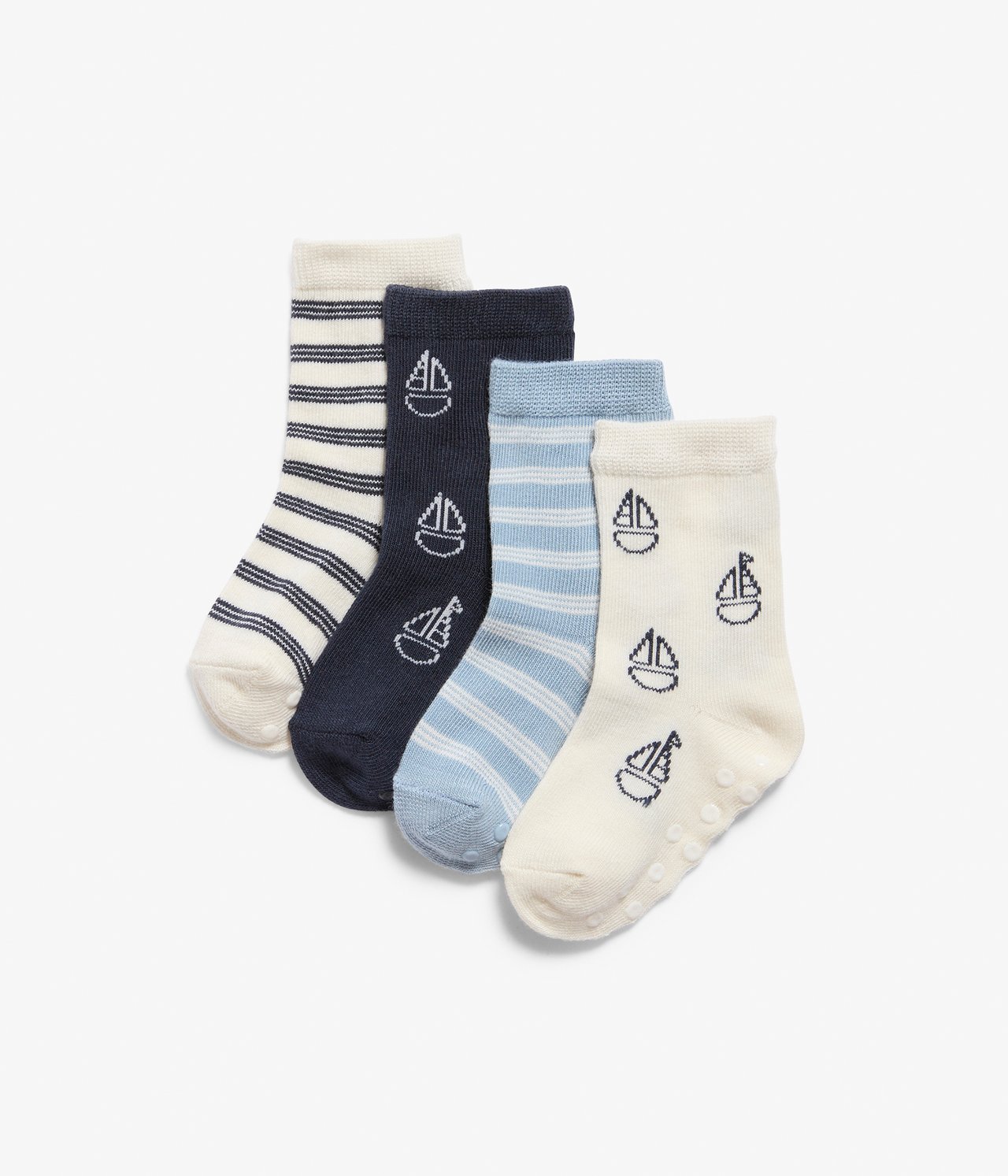 4er-Pack mehrfarbige Socken mit Segelboot-Muster - Dunkelblau - 1