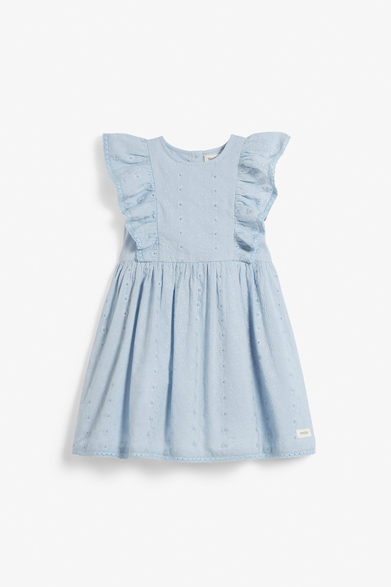 Kleid mit Lochstickerei - Blau - 7