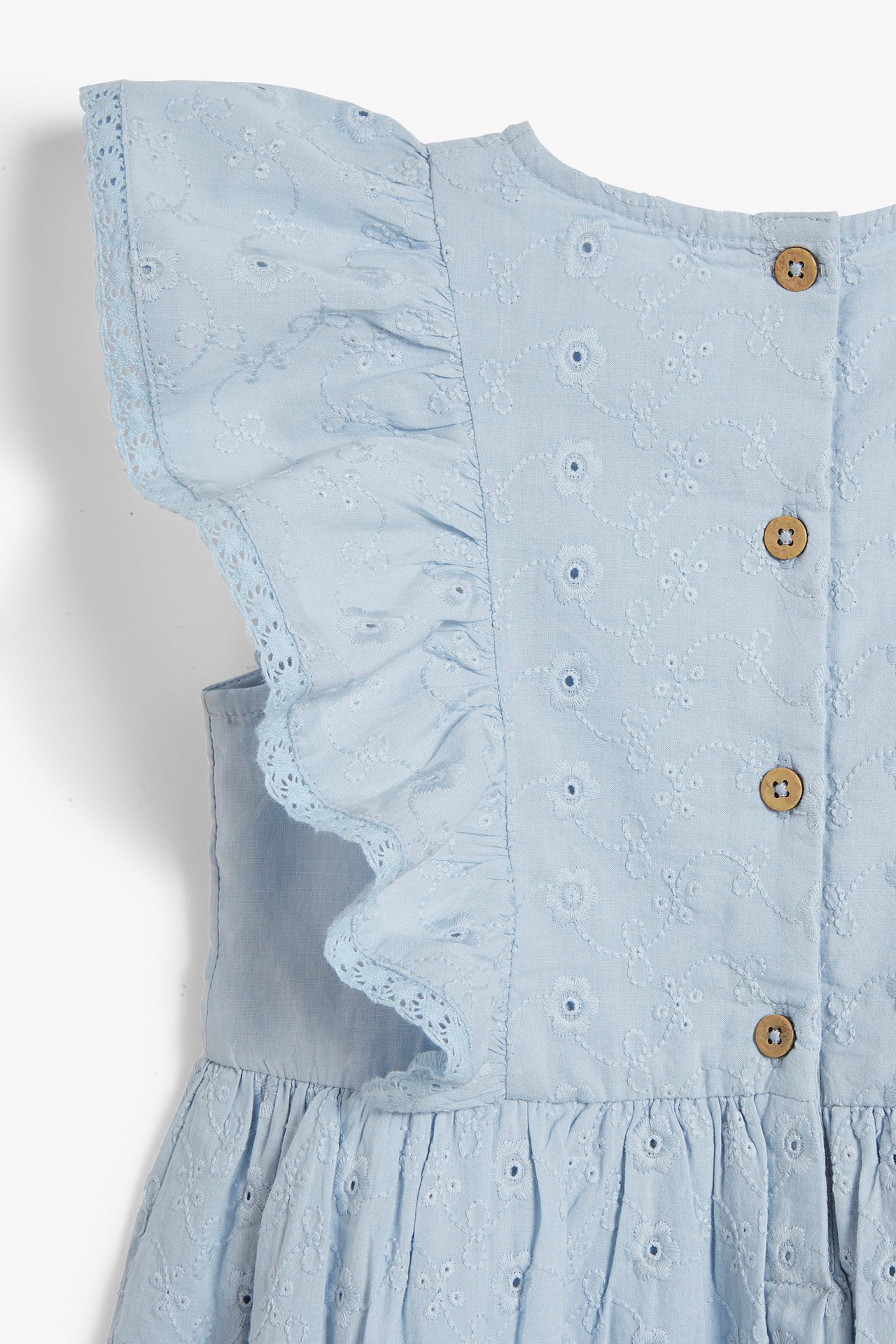 Kleid mit Lochstickerei - Blau - 8