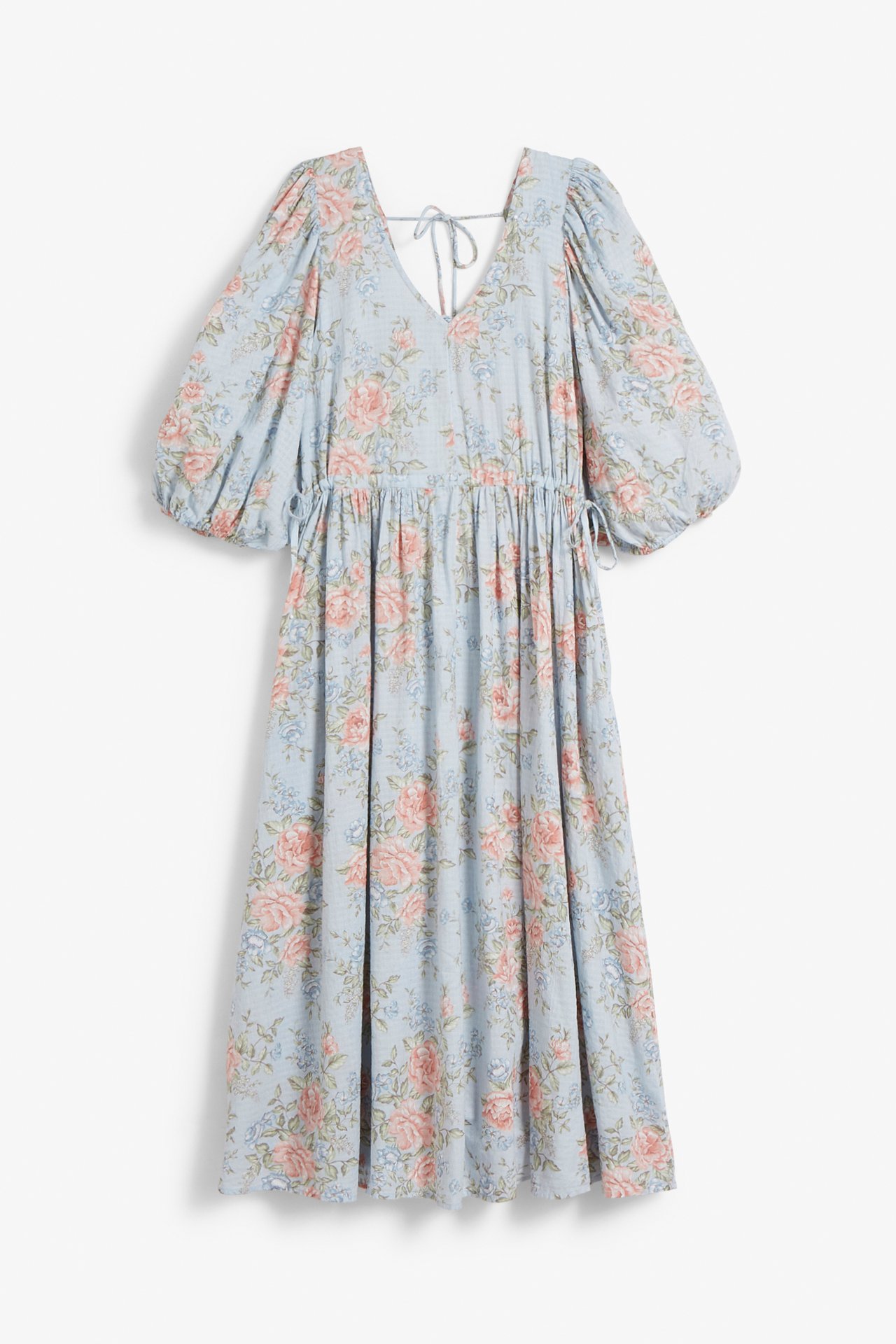 Women's floral midi dress - Light blue  - 8