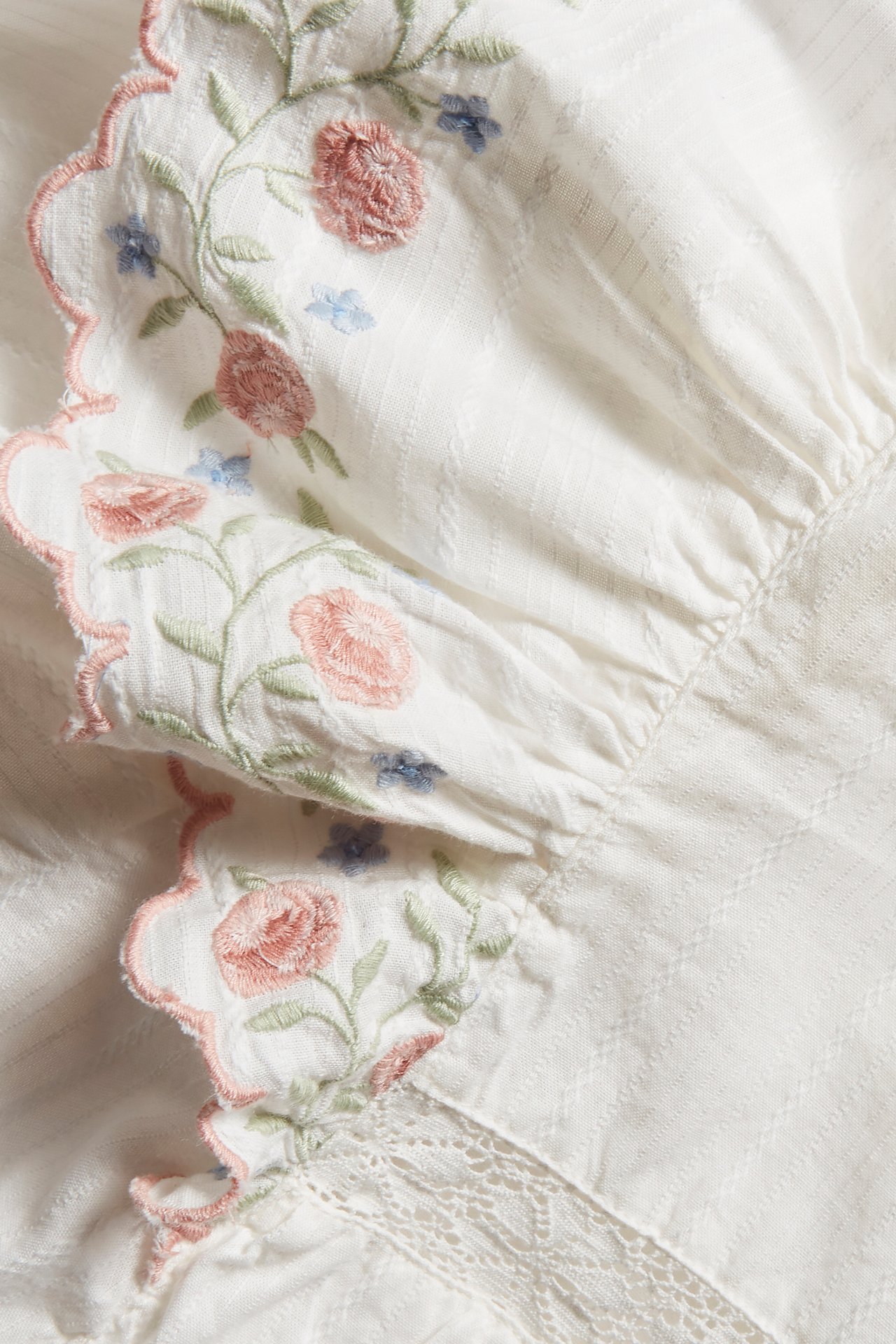 Women's floral-embroidered blouse - Off-white - 7