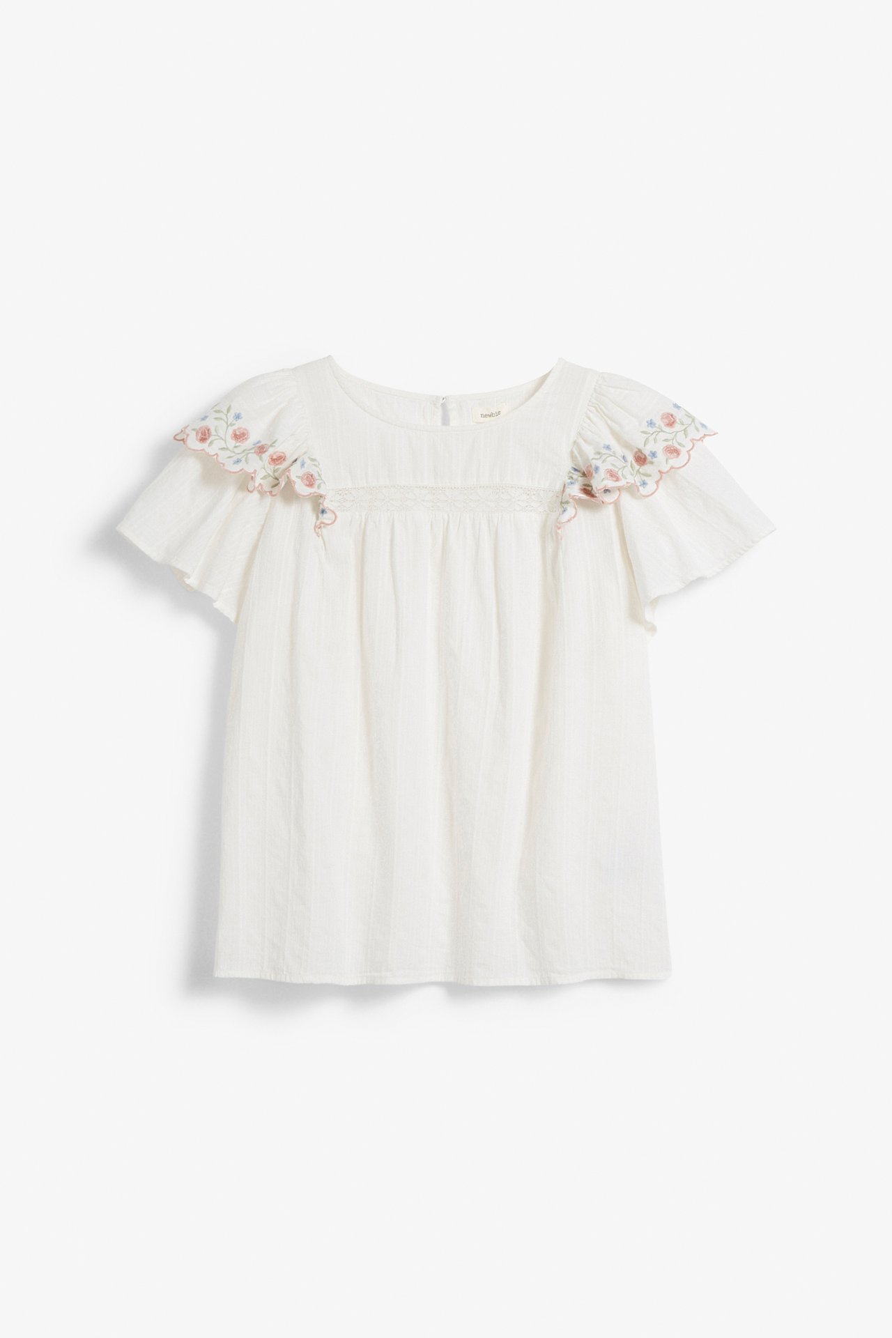 Women's floral-embroidered blouse - Off-white - 8