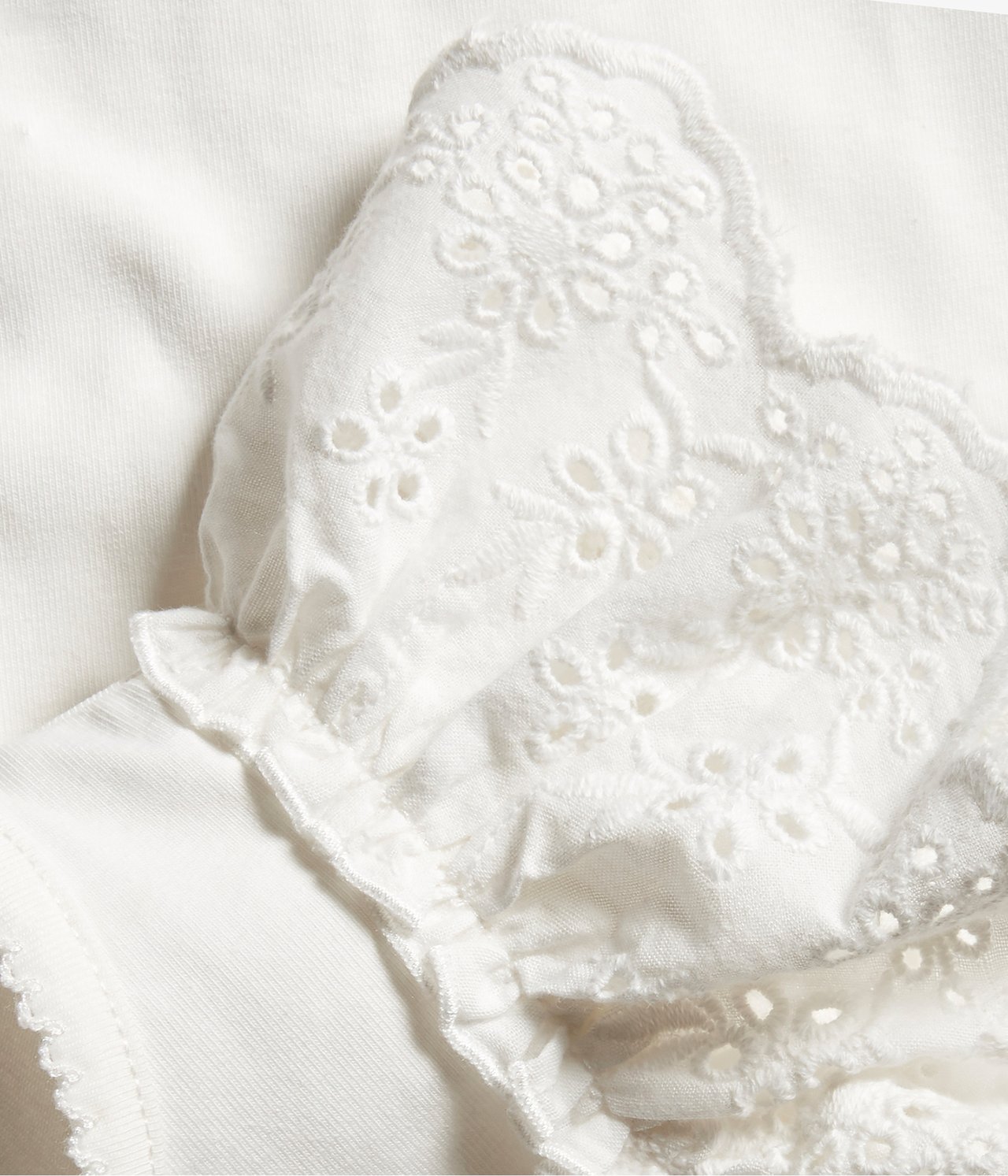 Short-sleeved broderie anglaise top - Off-white - 1