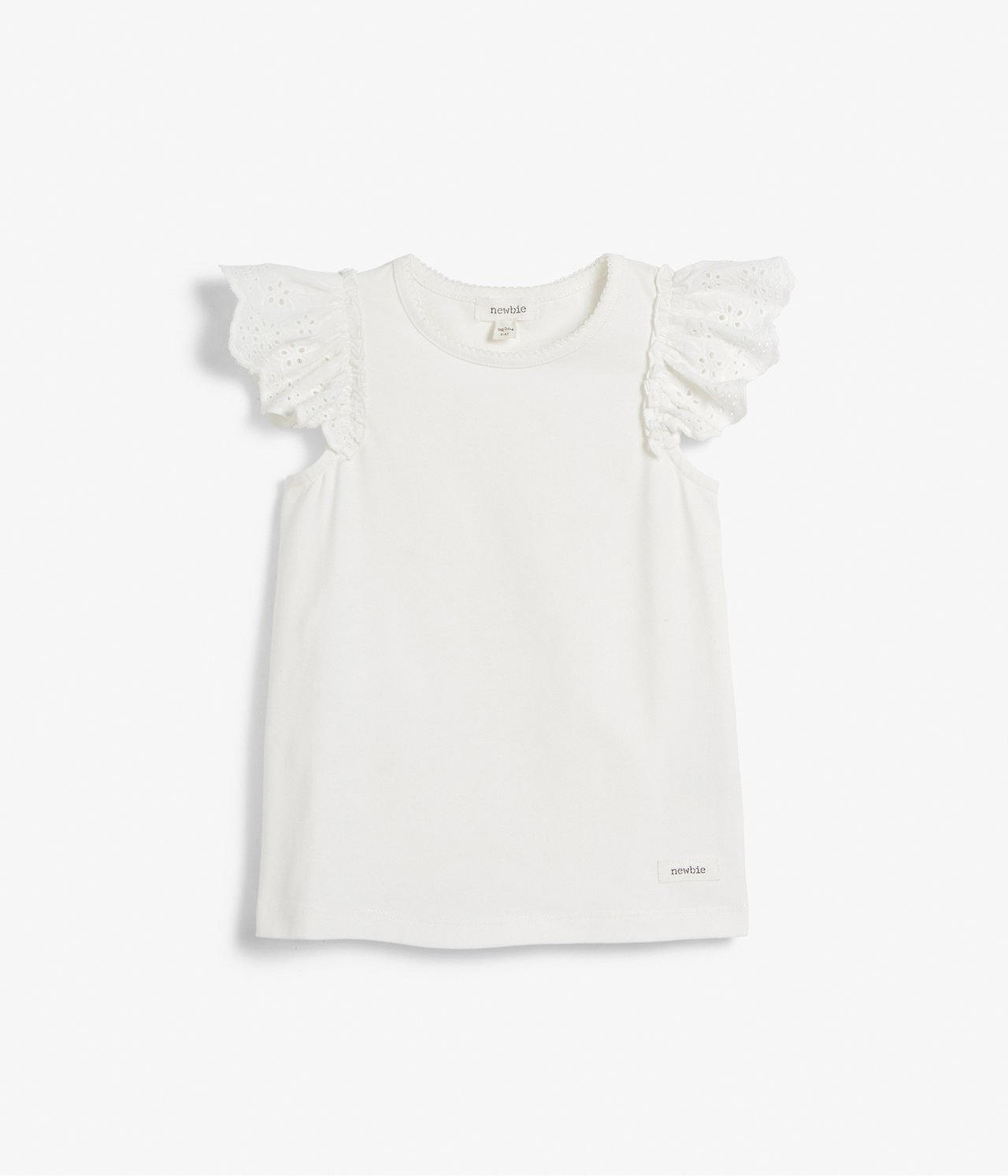 Short-sleeved broderie anglaise top - Off-white - 2