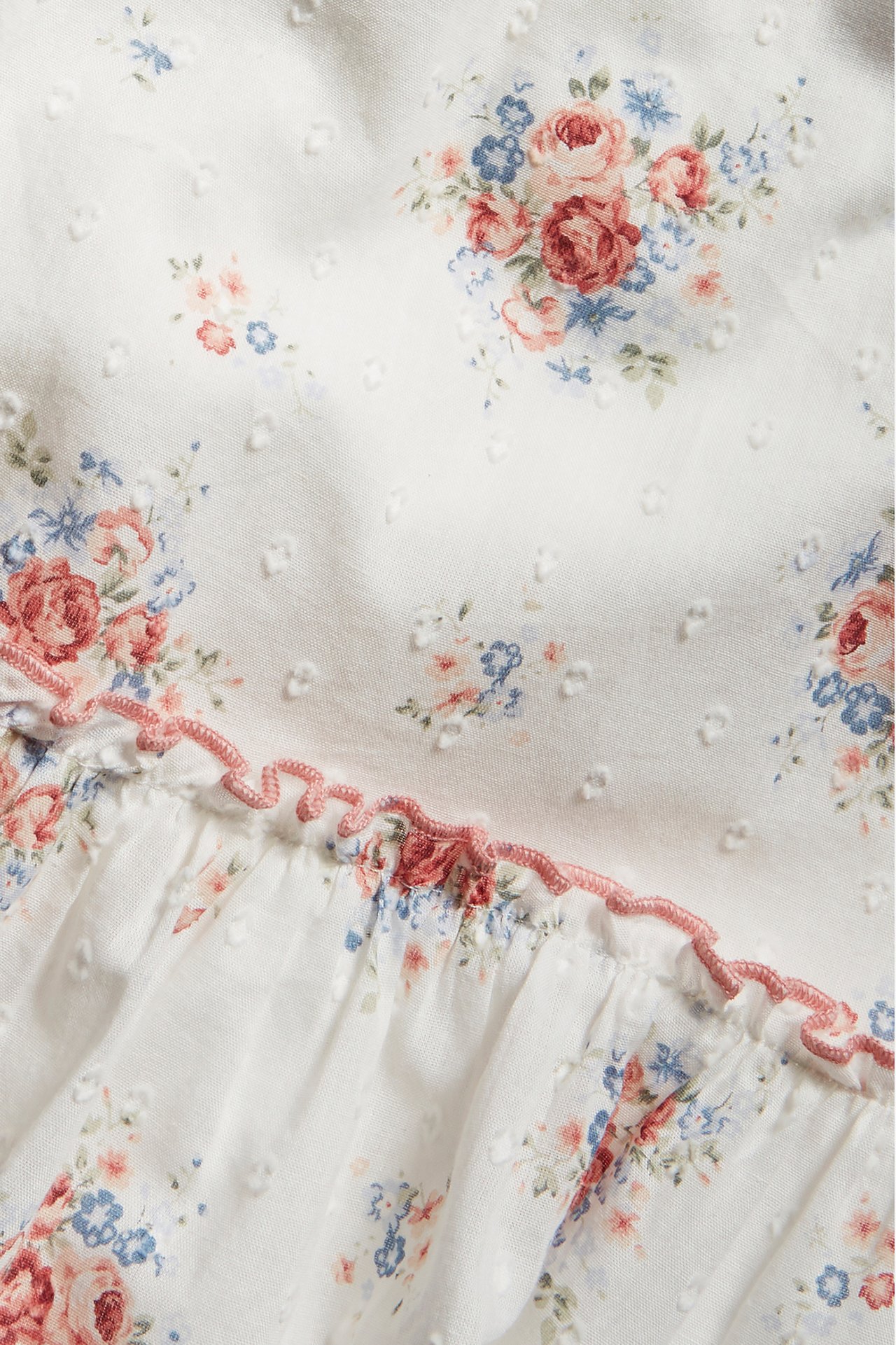 Floral contrast stitch dress - Off-white - 5