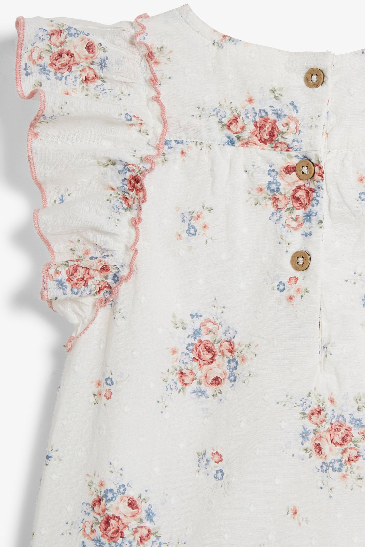 Floral contrast stitch dress - Off-white - 7