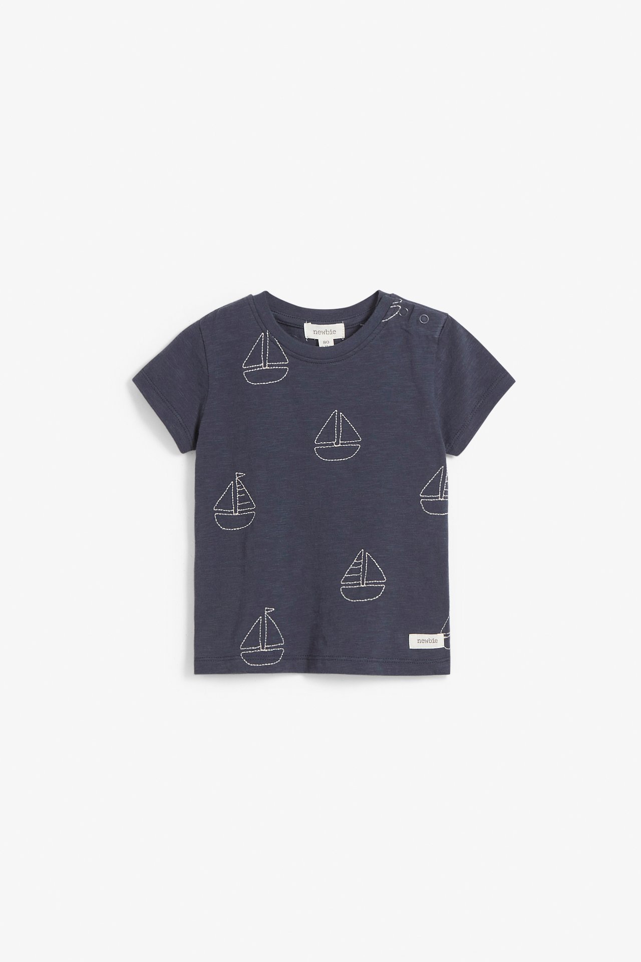 T-Shirt mit Segelboot-Stickerei - Dunkelblau - 1