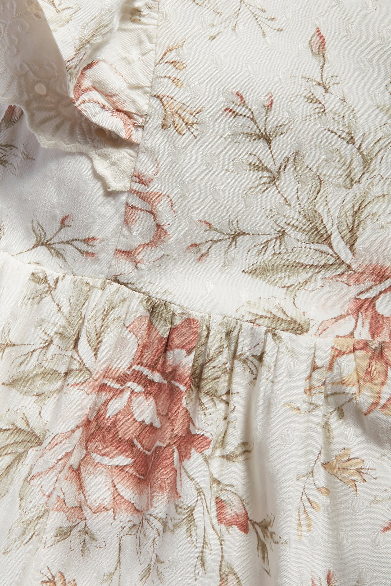 Floral dobby dress - Off-white - 1