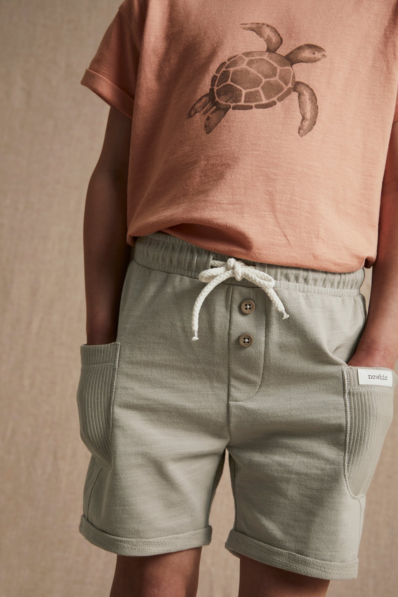 Slub jersey shorts - Beige - 2