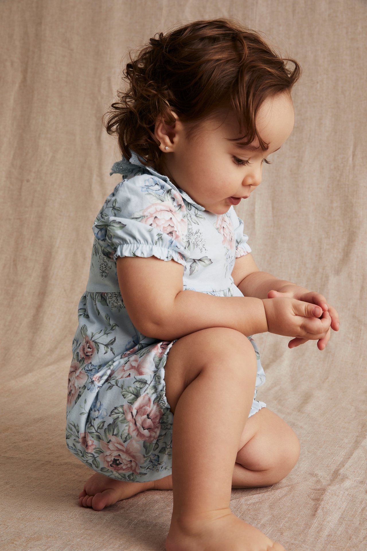 Floral collar romper - Light blue - 3
