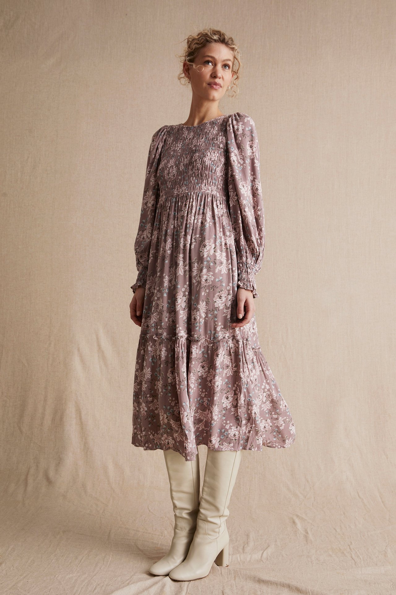 Womens lilac floral dress - Purple - 3
