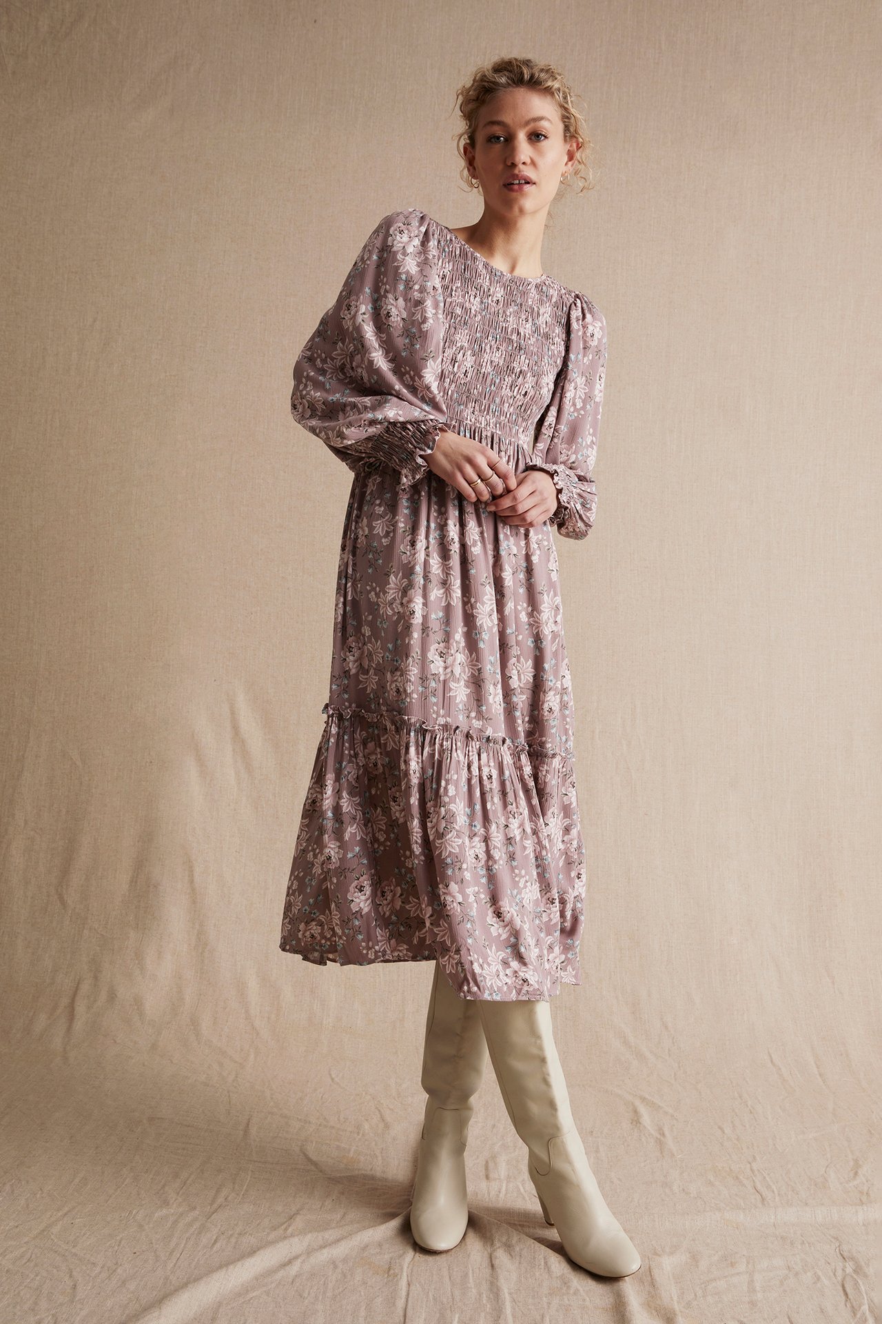 Womens lilac floral dress - Purple - 2