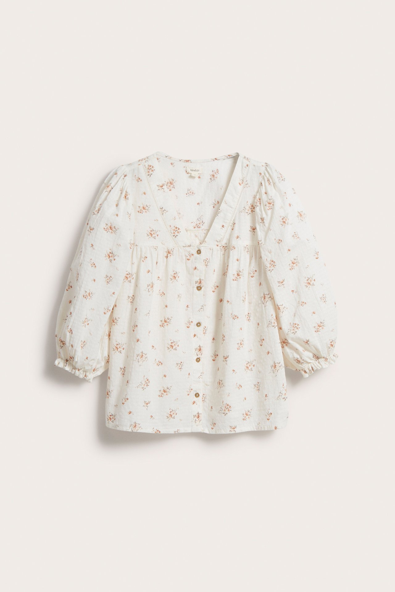 Bluse mit Blumenmuster und Dreiviertelärmeln für Damen - Naturweiß - 6