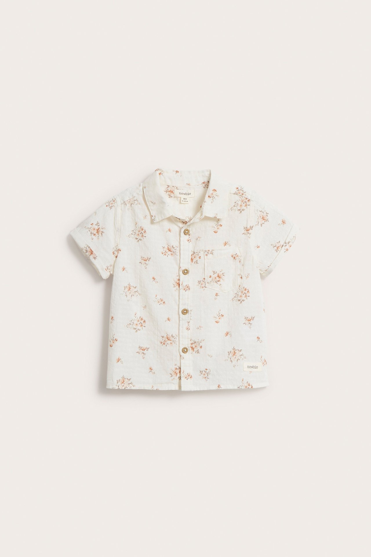 Floral woven short-sleeved shirt