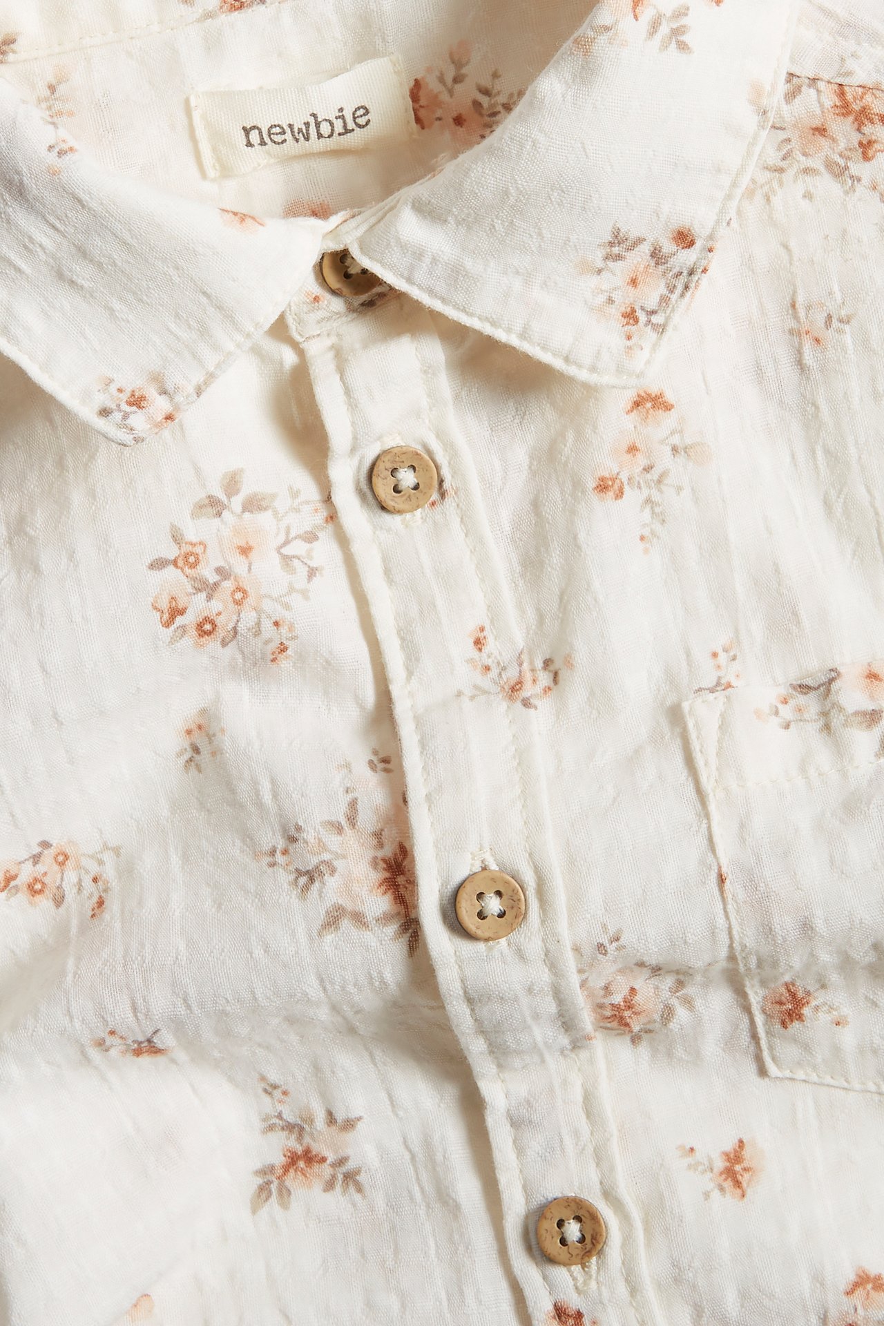 Floral woven short-sleeved shirt - Off-white - 1