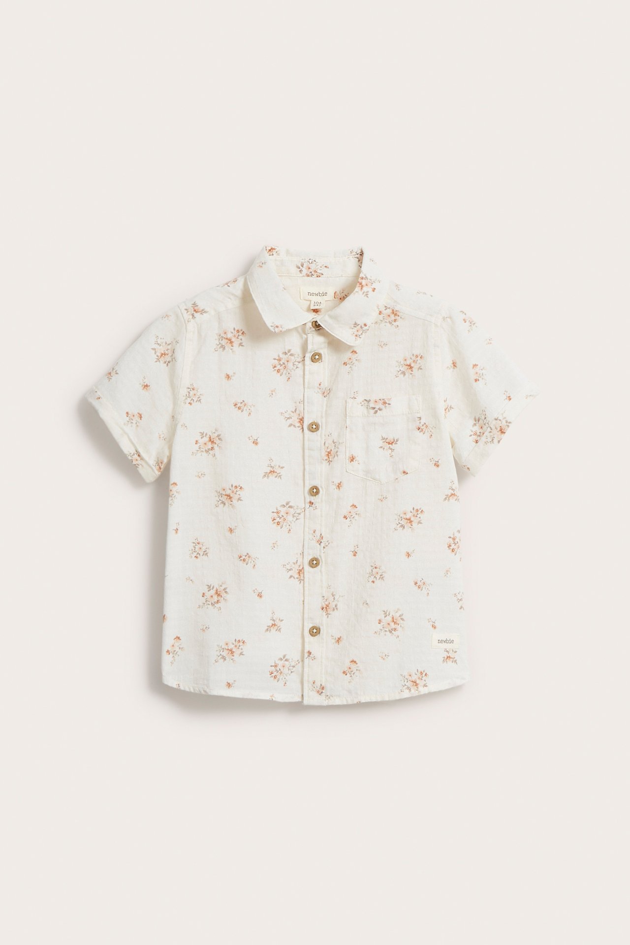 Floral woven short-sleeved shirt