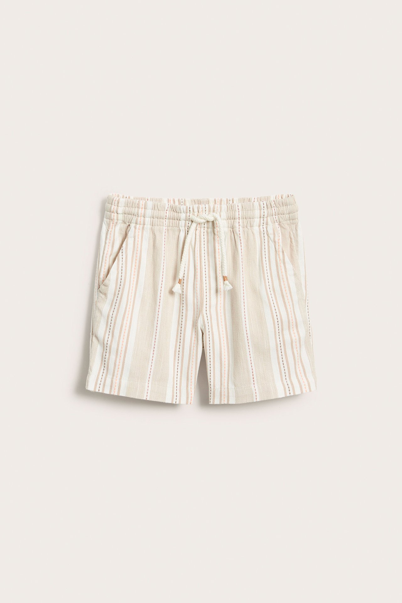 Gestreifte Shorts mit Kordelzug in Sand - Braun - 2