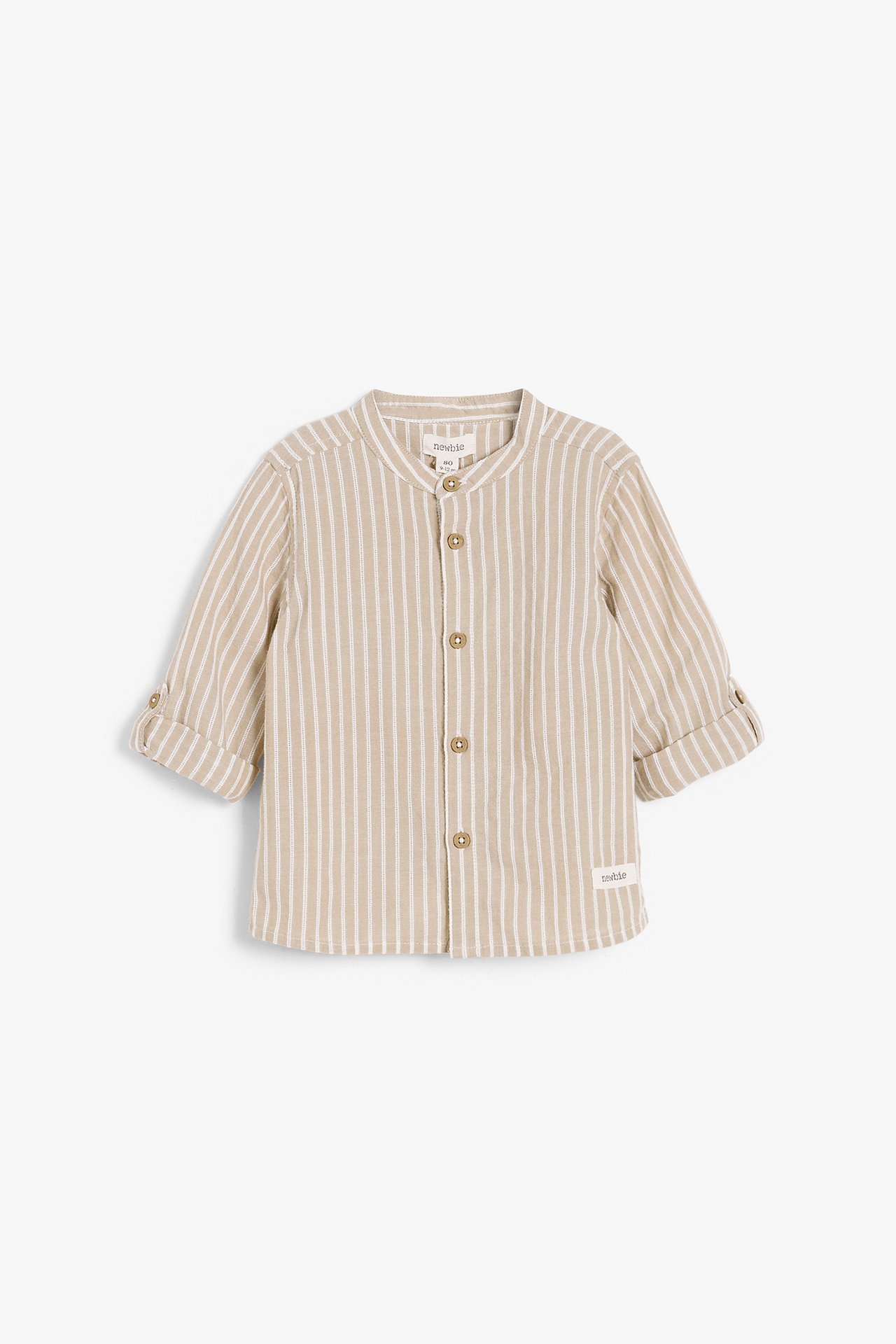 Striped mason collar shirt - Beige - 5