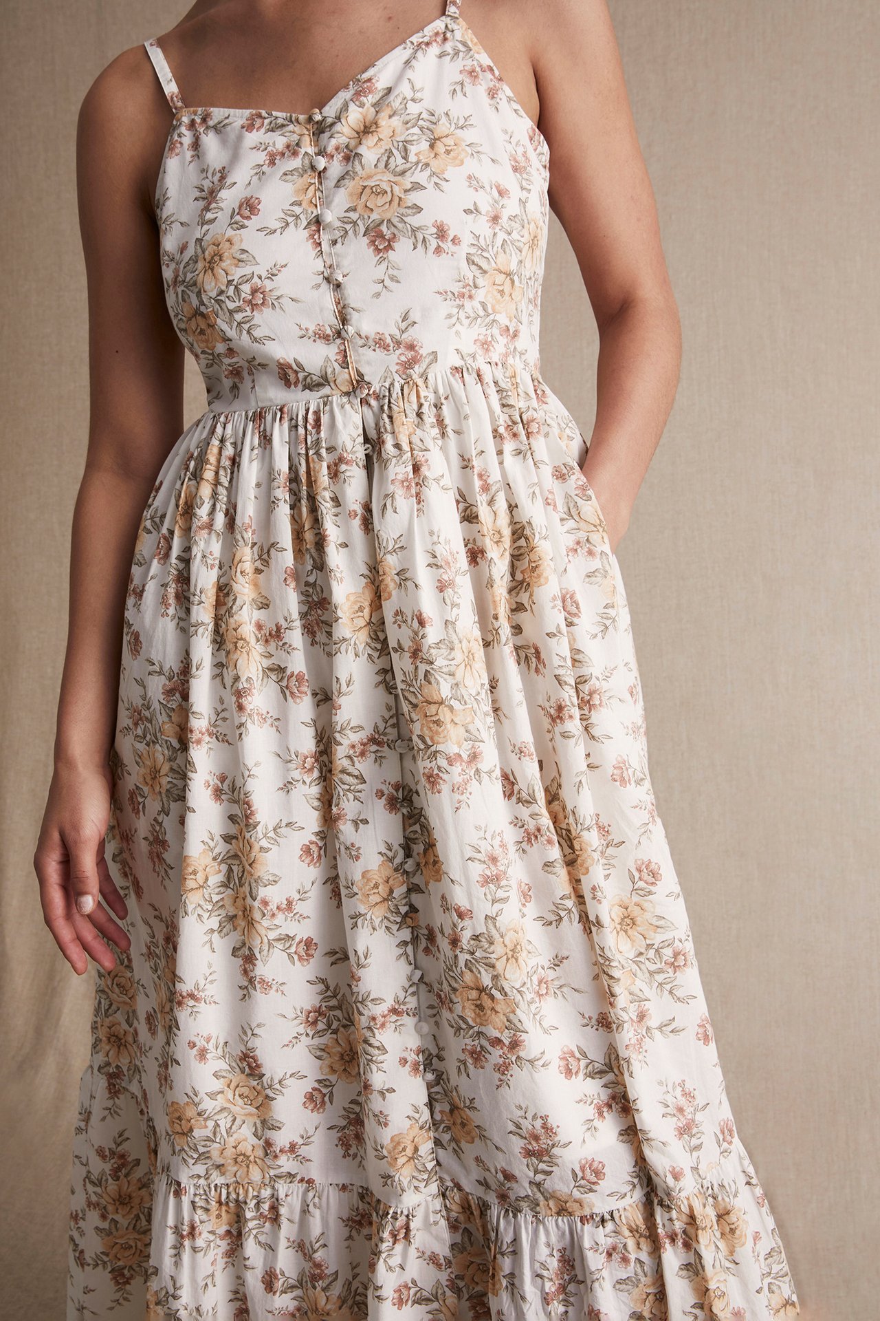 Women's floral dress - Off-white - 181cm / Storlek: S - 2