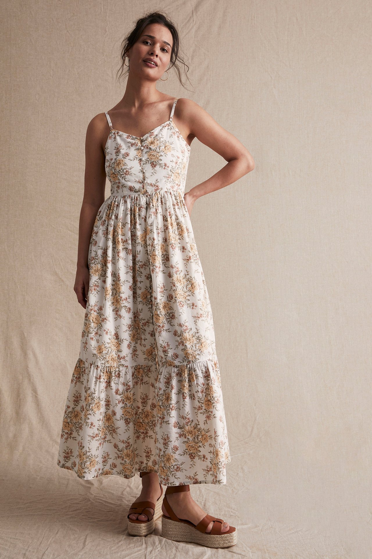 Women's floral dress - Off-white - 181cm / Storlek: S - 4