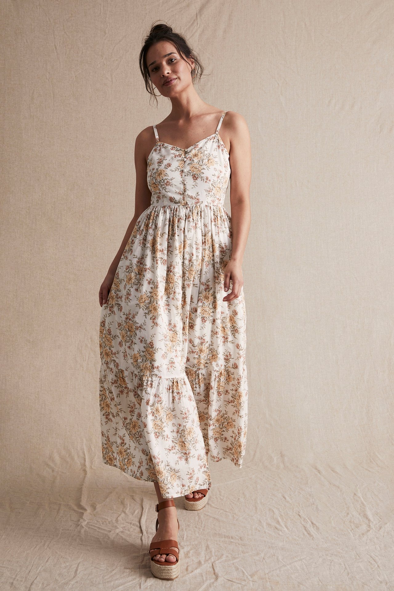 Women's floral dress - Off-white - 181cm / Storlek: S - 1