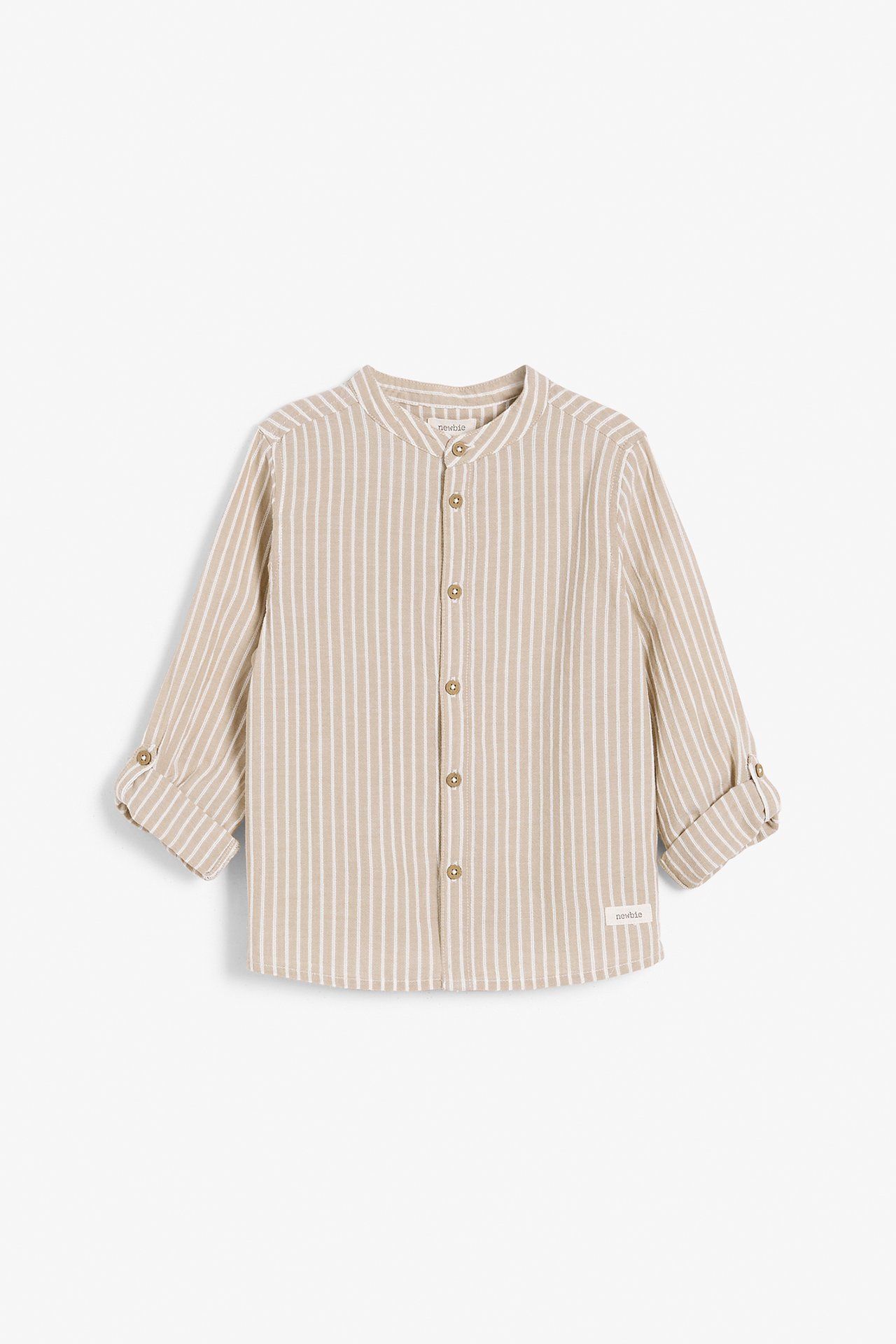 Striped mason collar shirt - Beige - 4