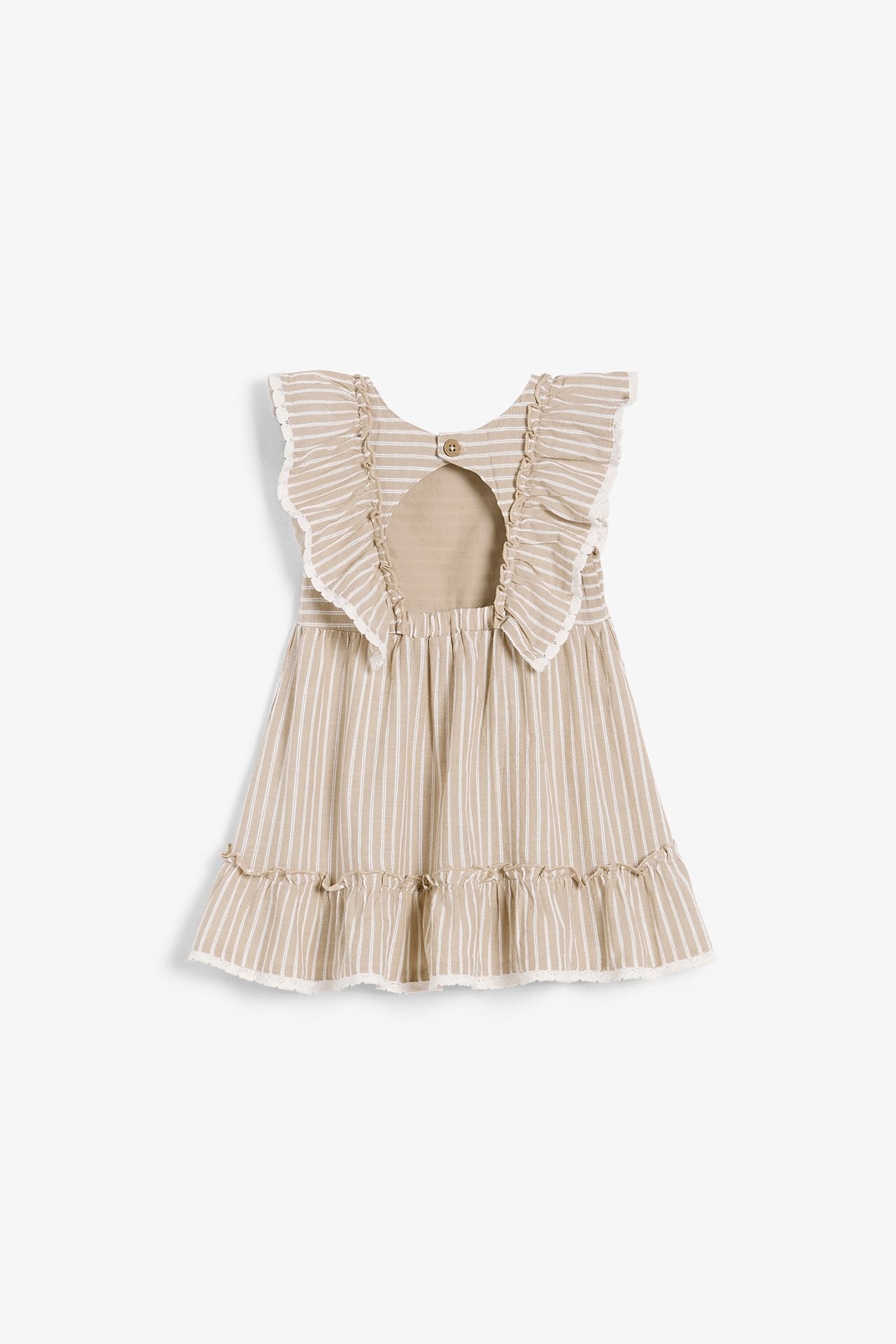 Striped frill dress - Beige - 2
