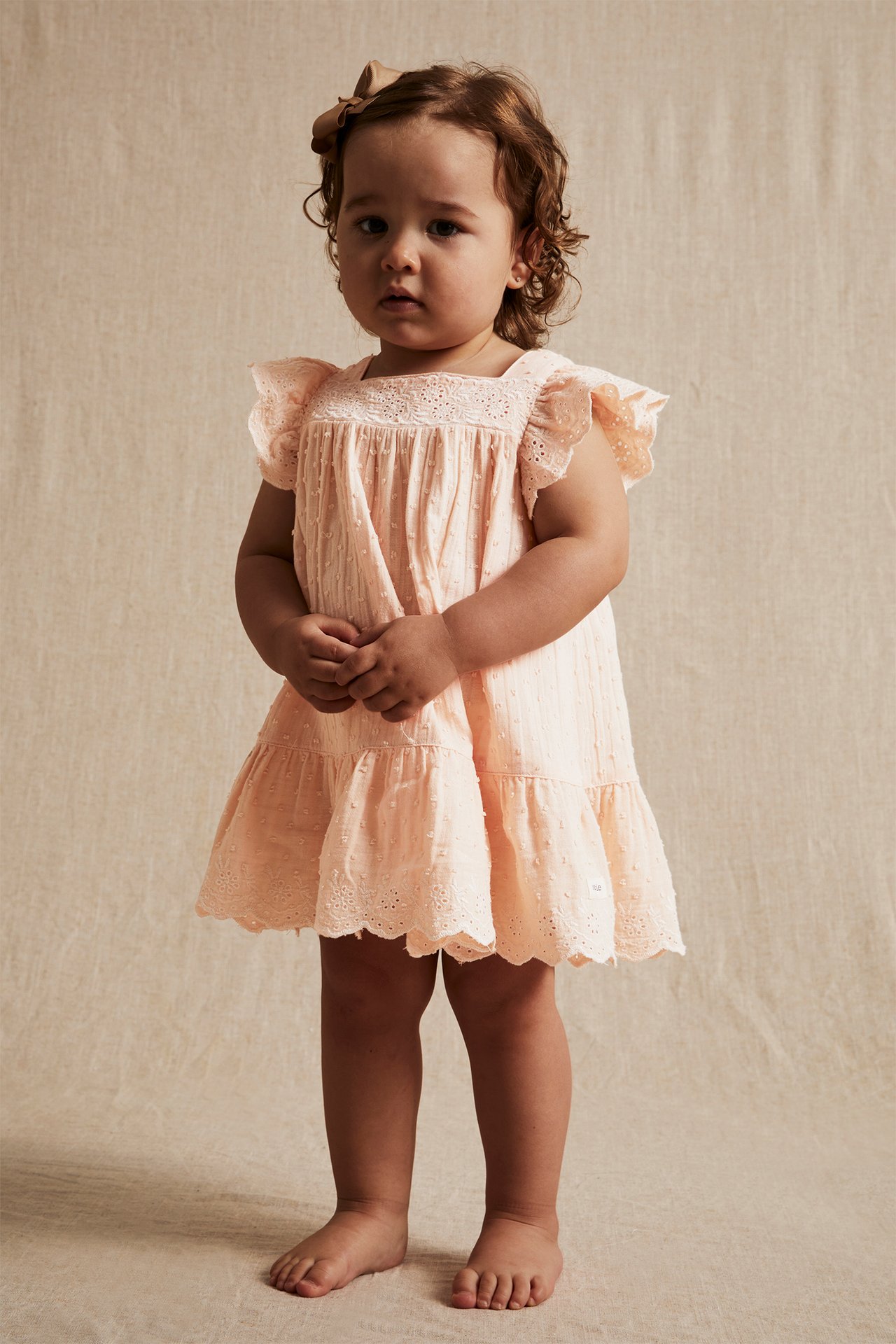 Dobby dot dress - Orange - 3