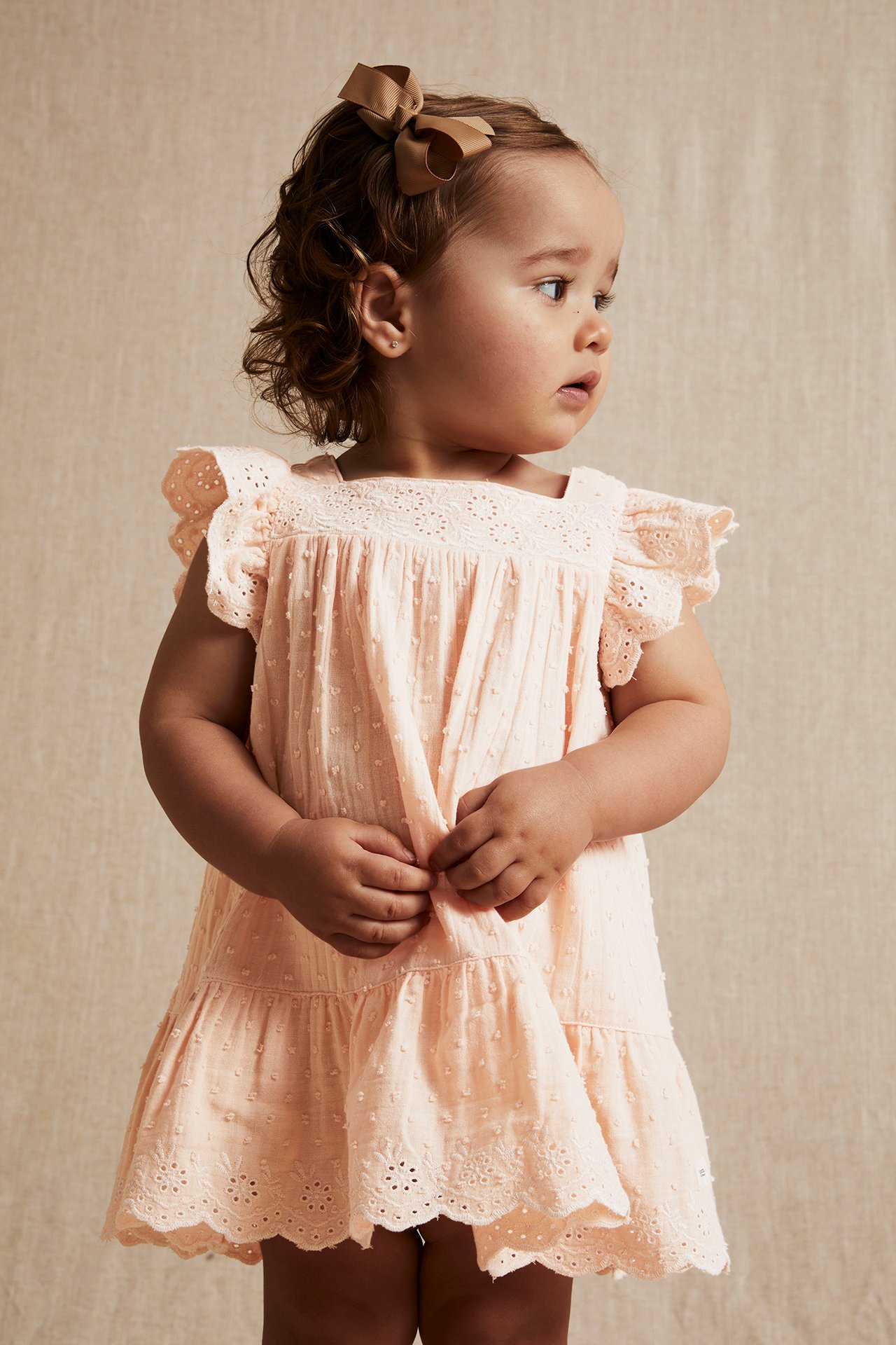 Dobby dot dress - Orange - 1