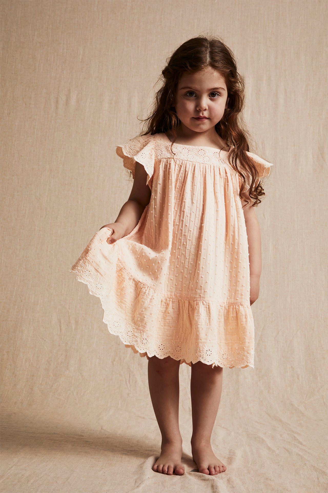 Kleid mit Pünktchen - Orange - 1