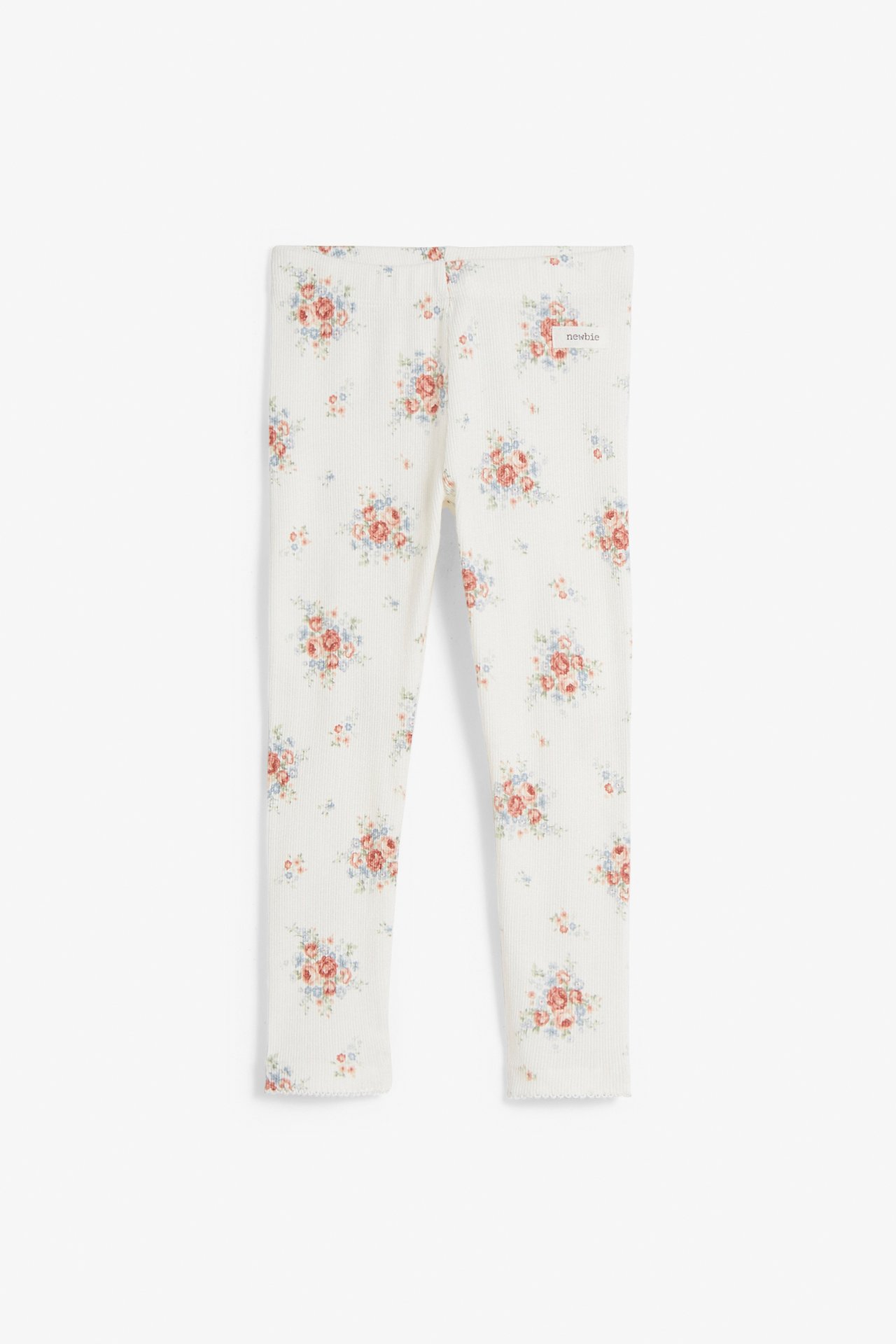 Floral rib pointelle leggings - Off-white - 2