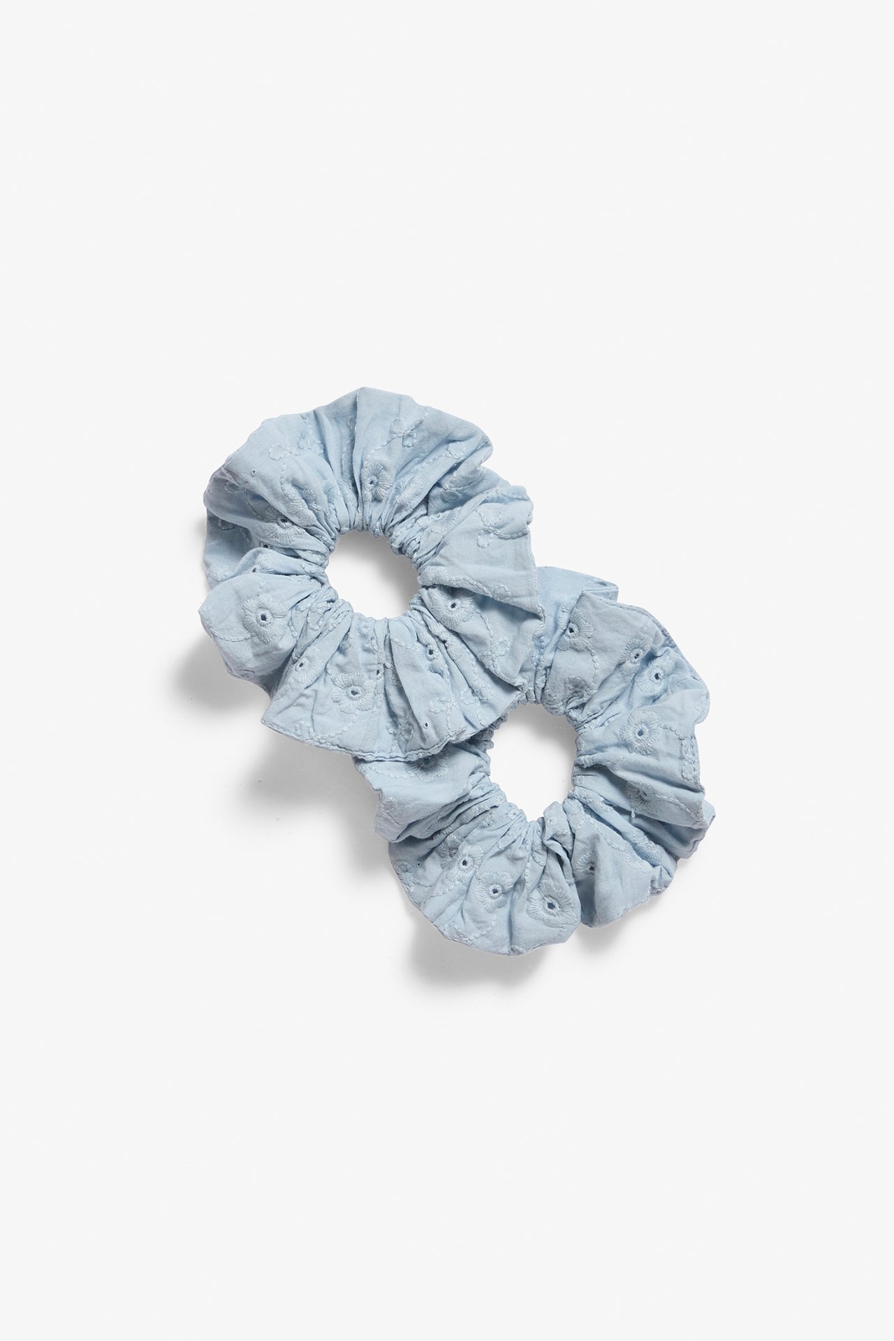 Broderie anglaise scrunchies 2pk - Blue - 1