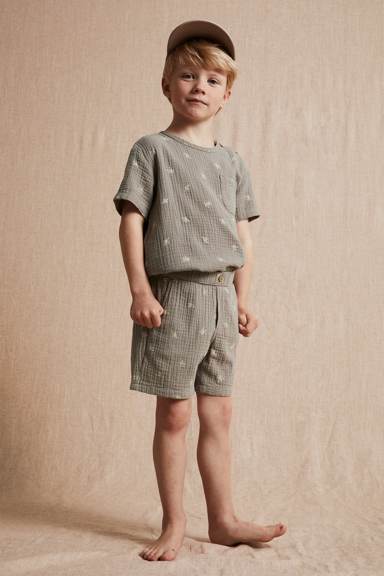 T-Shirt aus Musselin mit Schildkrötenmuster - Dunkelbeige - 2