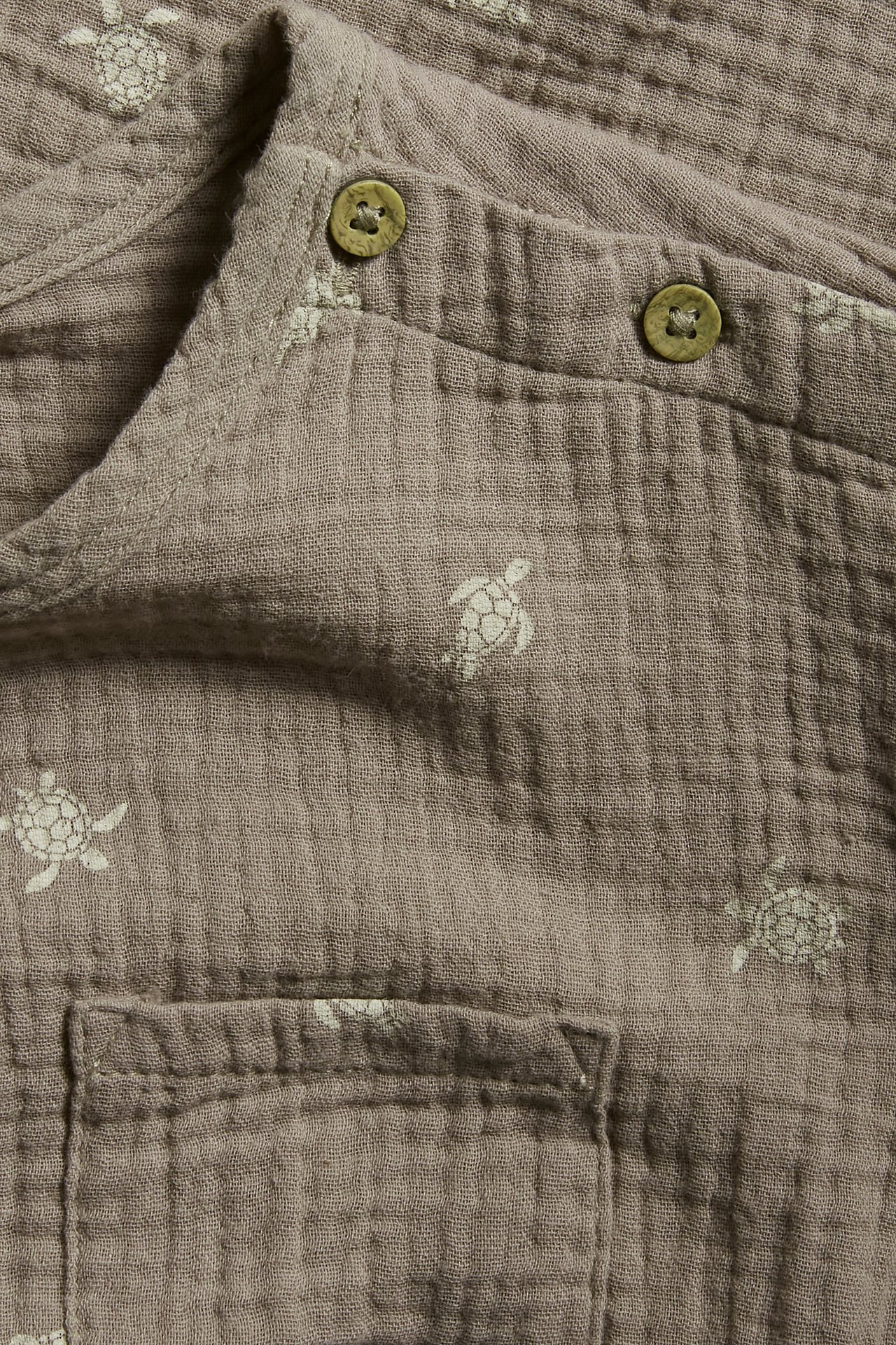 T-Shirt aus Musselin mit Schildkrötenmuster - Dunkelbeige - 5