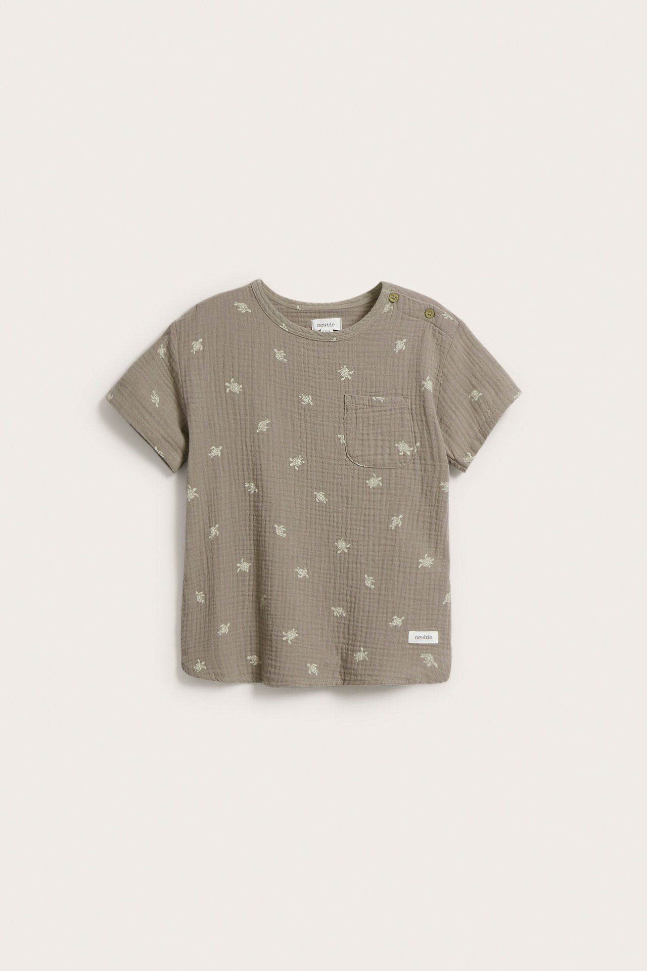 T-Shirt aus Musselin mit Schildkrötenmuster - Dunkelbeige - 6