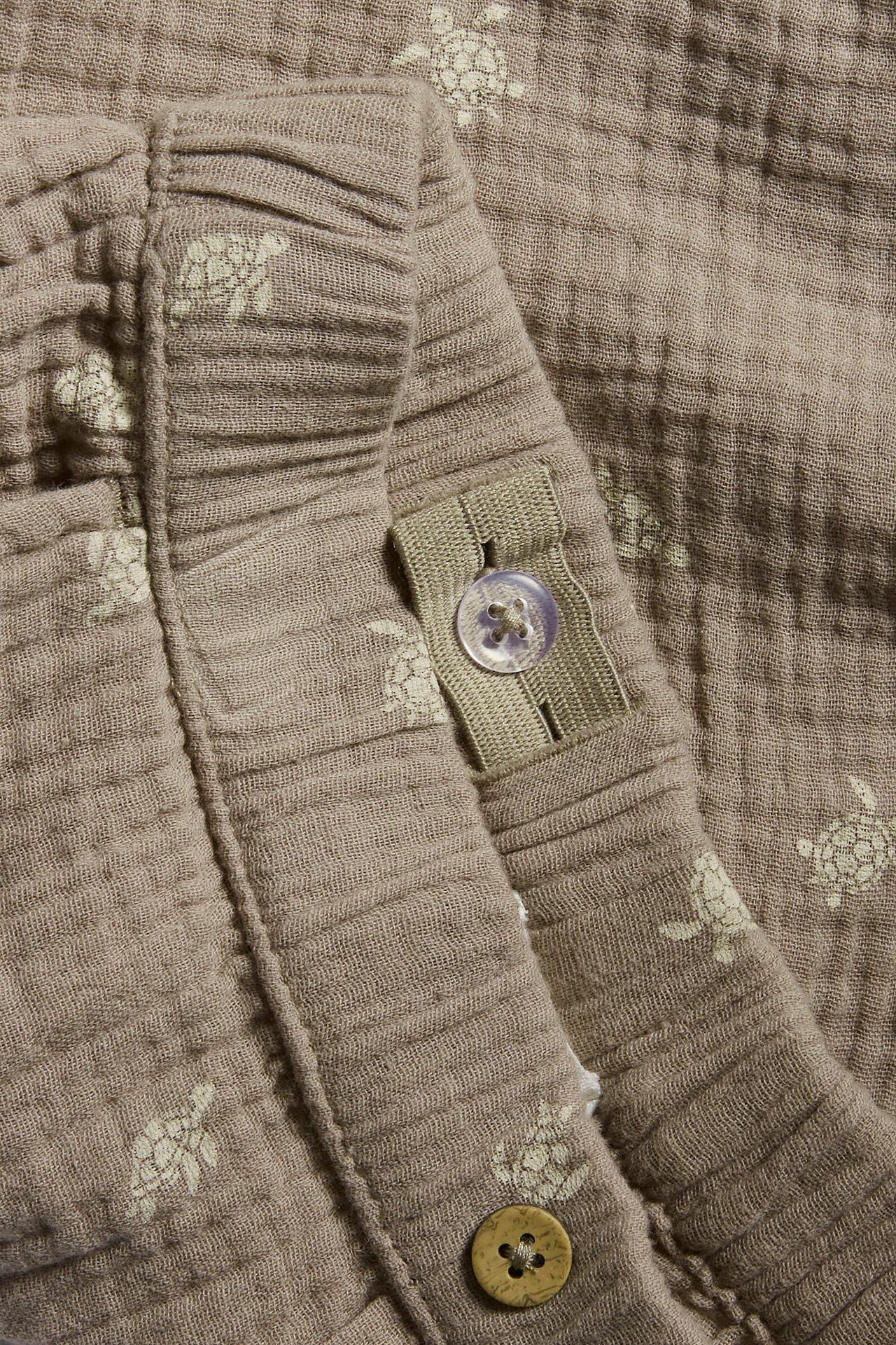 Sea turtle muslin shorts - Dark beige - 1