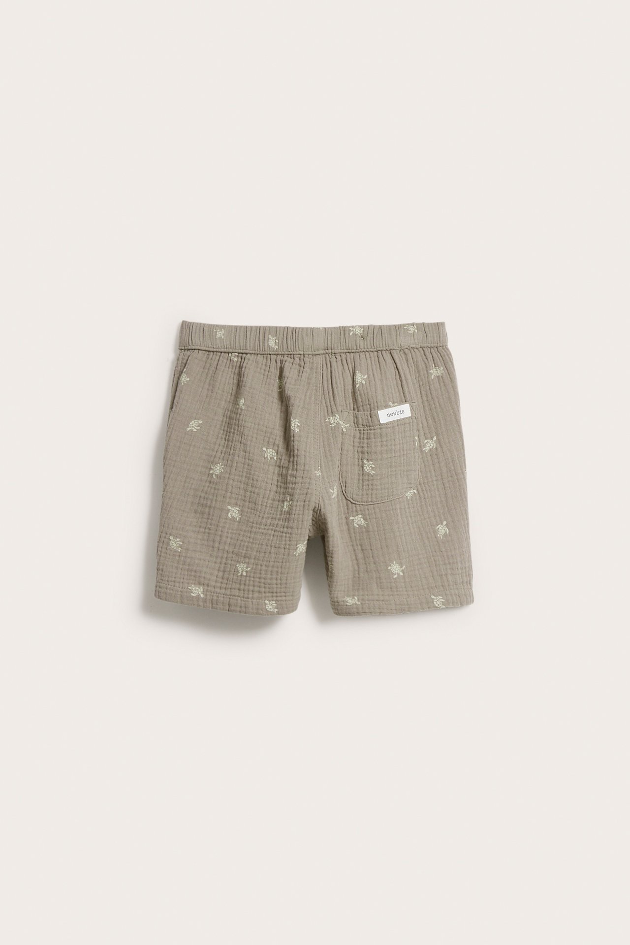 Sea turtle muslin shorts - Dark beige - 3