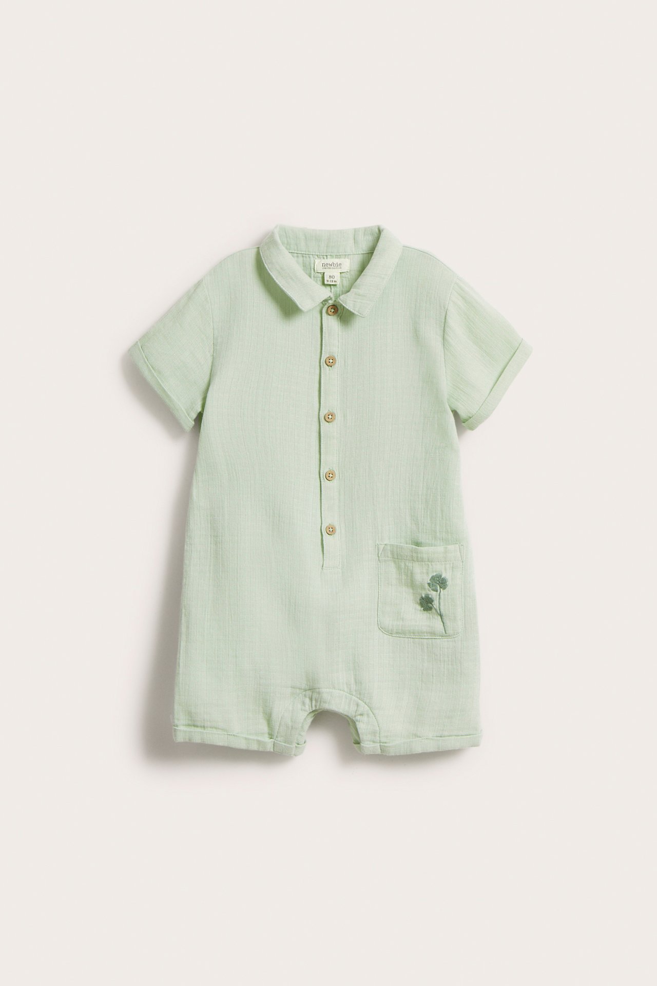 Cotton muslin romper - Green - 2