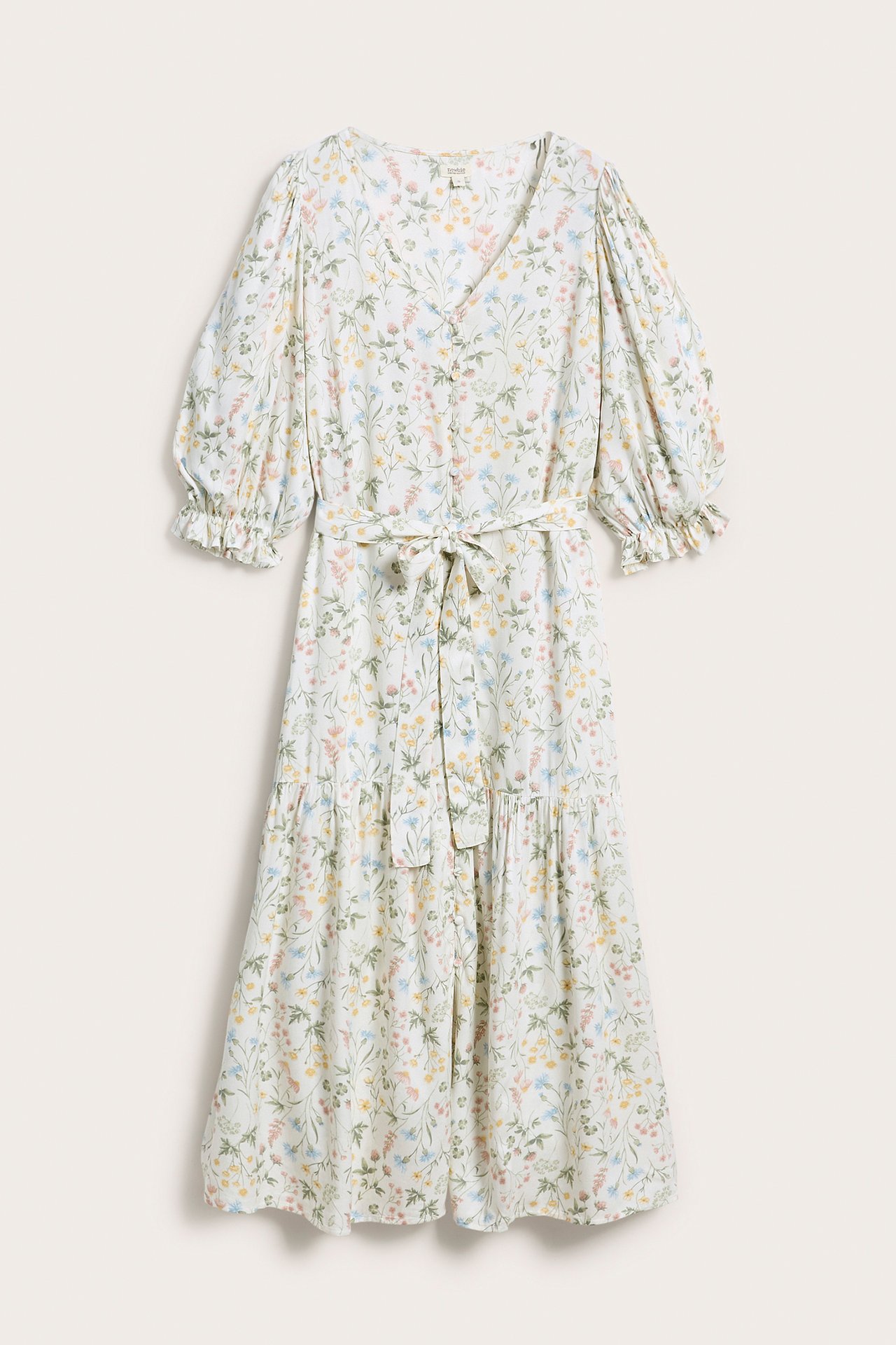 Midikleid mit Wiesenblumenmuster für Damen - Naturweiß - 8