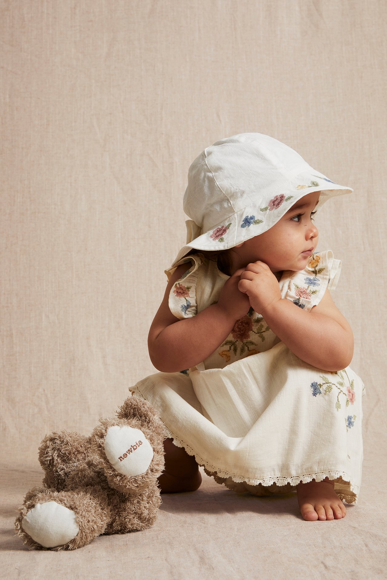Cross-stitch floral embroidery dress - Off-white - 4