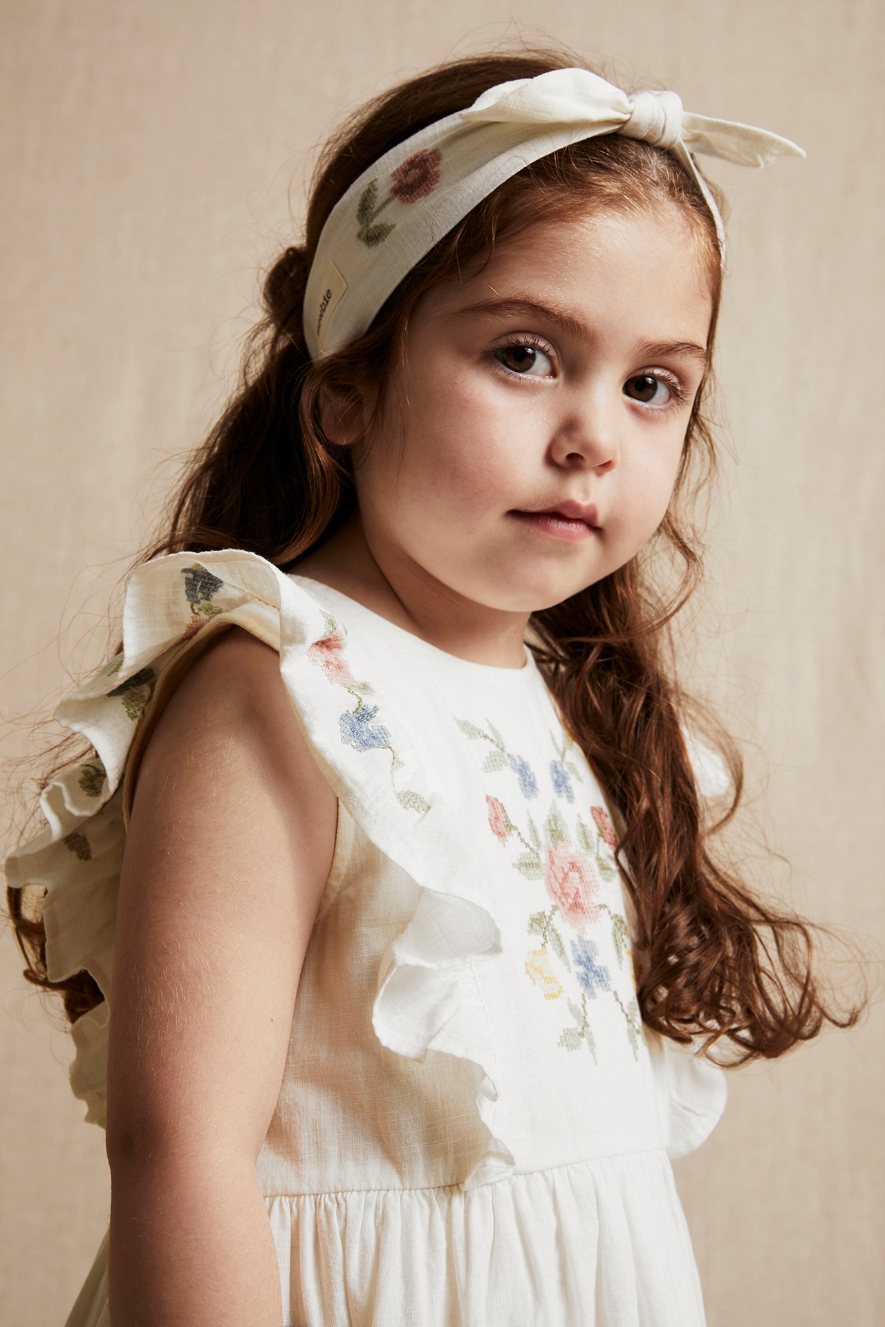Cross-stitch floral embroidery dress - Off-white - 4