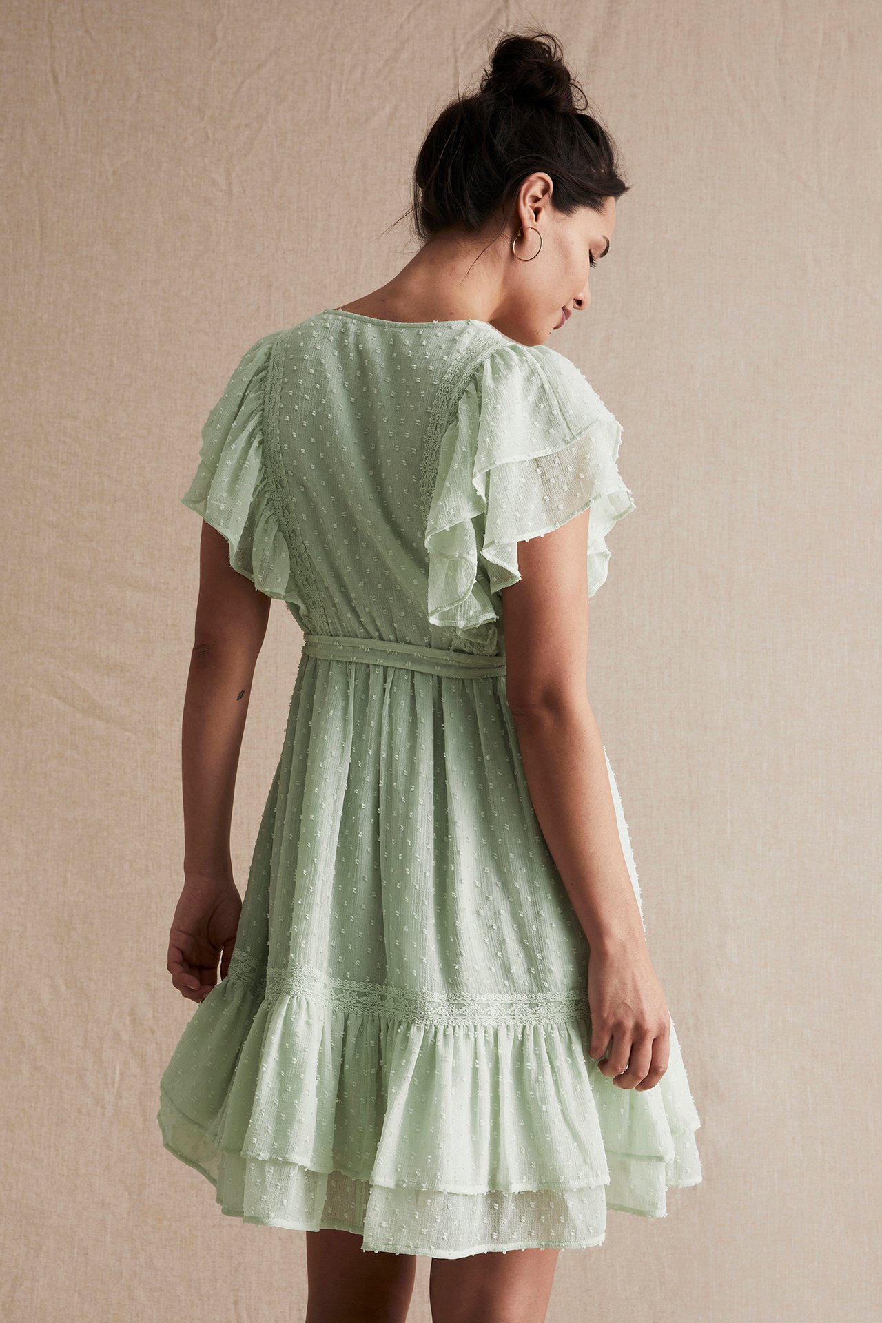Chiffonkleid mit Pünktchen für Damen - Grün - 6