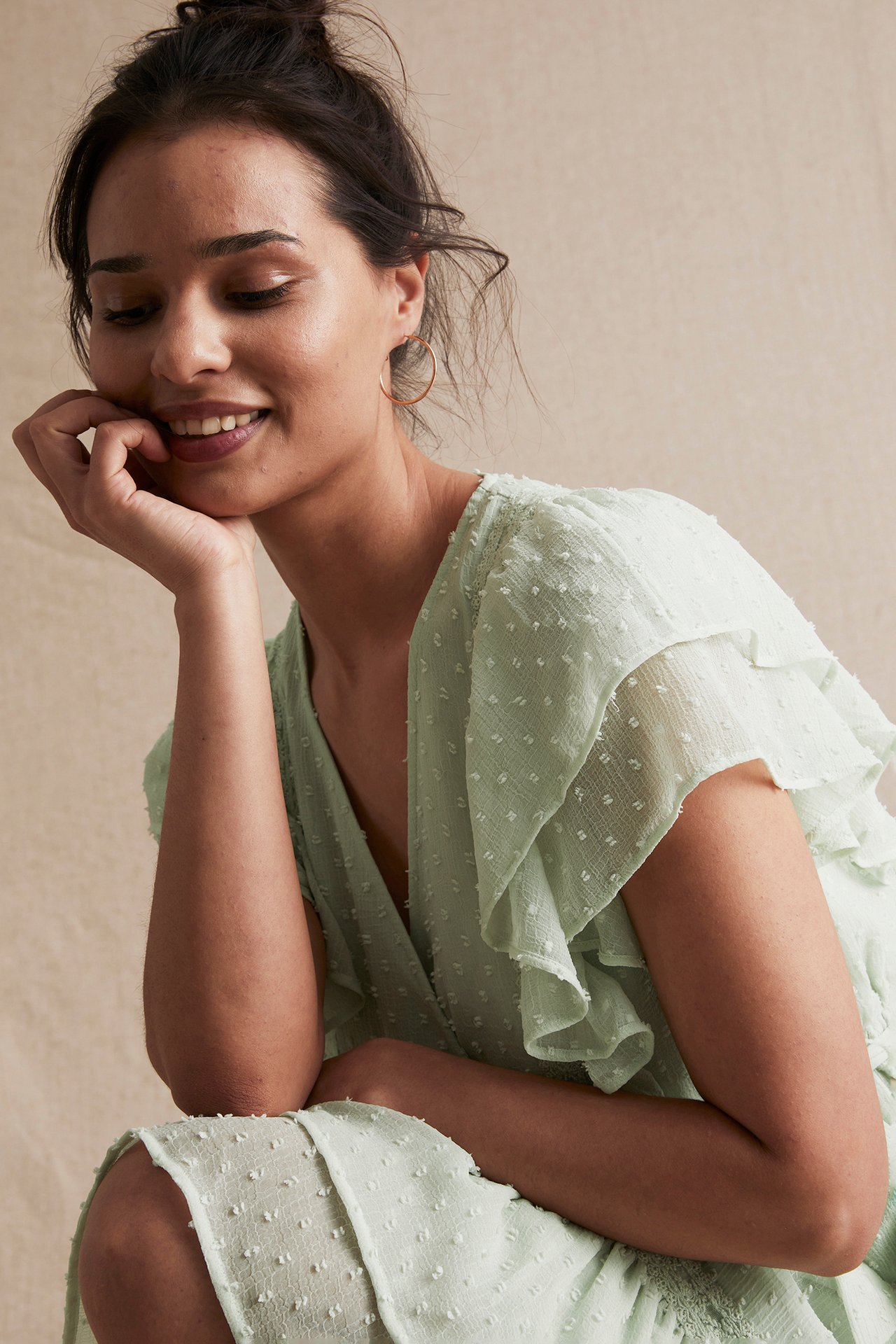 Chiffonkleid mit Pünktchen für Damen - Grün - 4