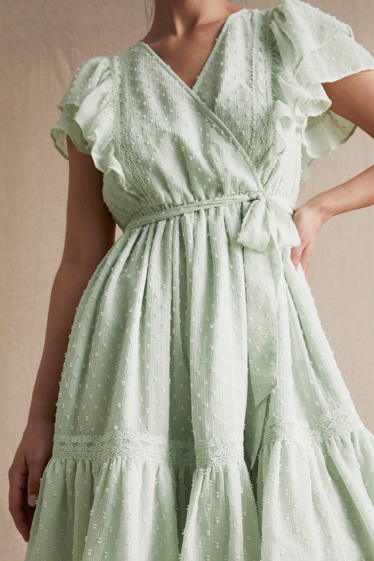 Chiffonkleid mit Pünktchen für Damen - Grün - 2