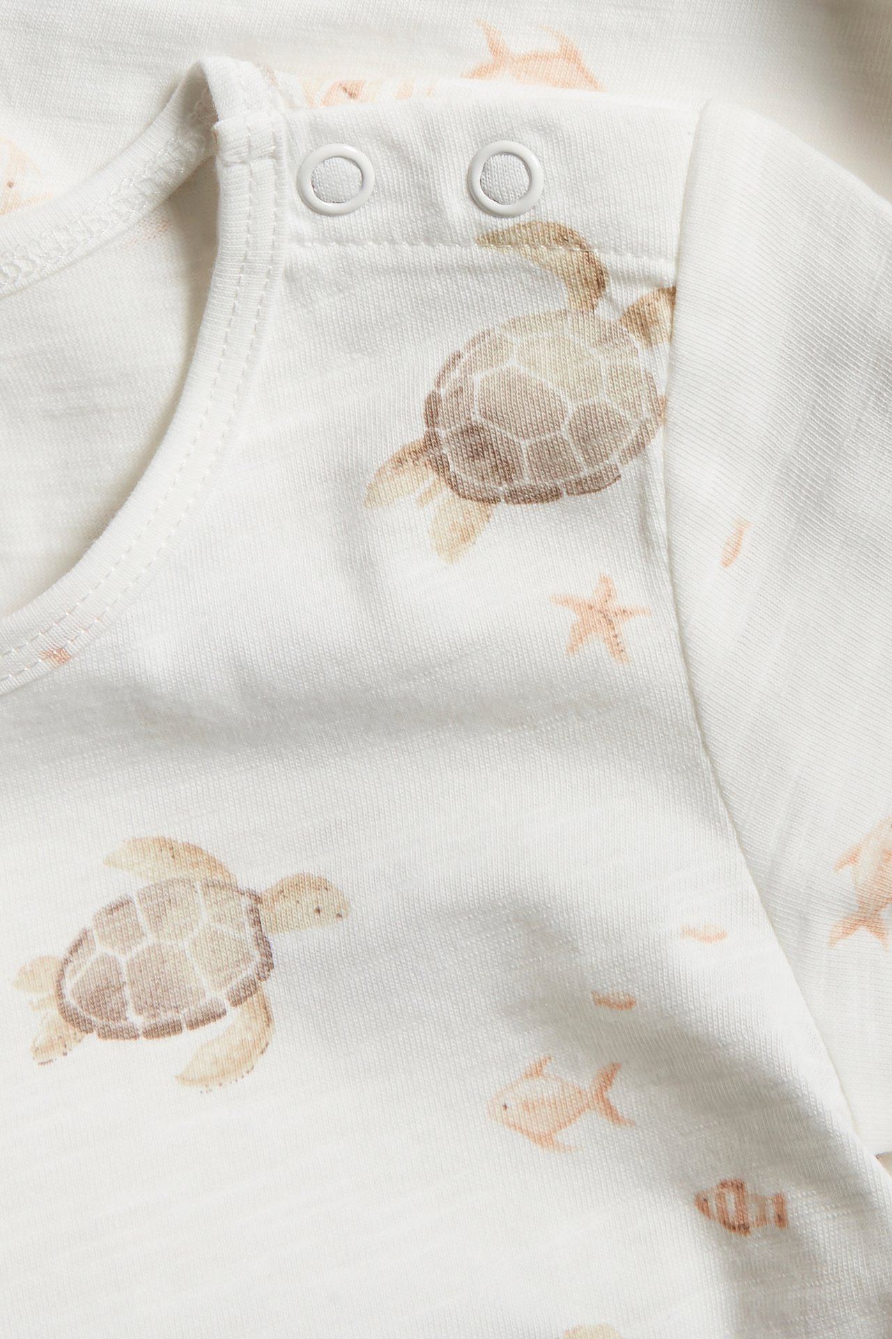 Sea turtle slub bodysuit - Off-white - 1