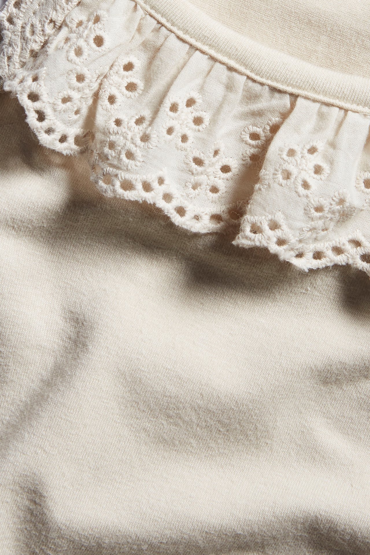 Sleeveless broderie anglaise bodysuit - Beige - 1