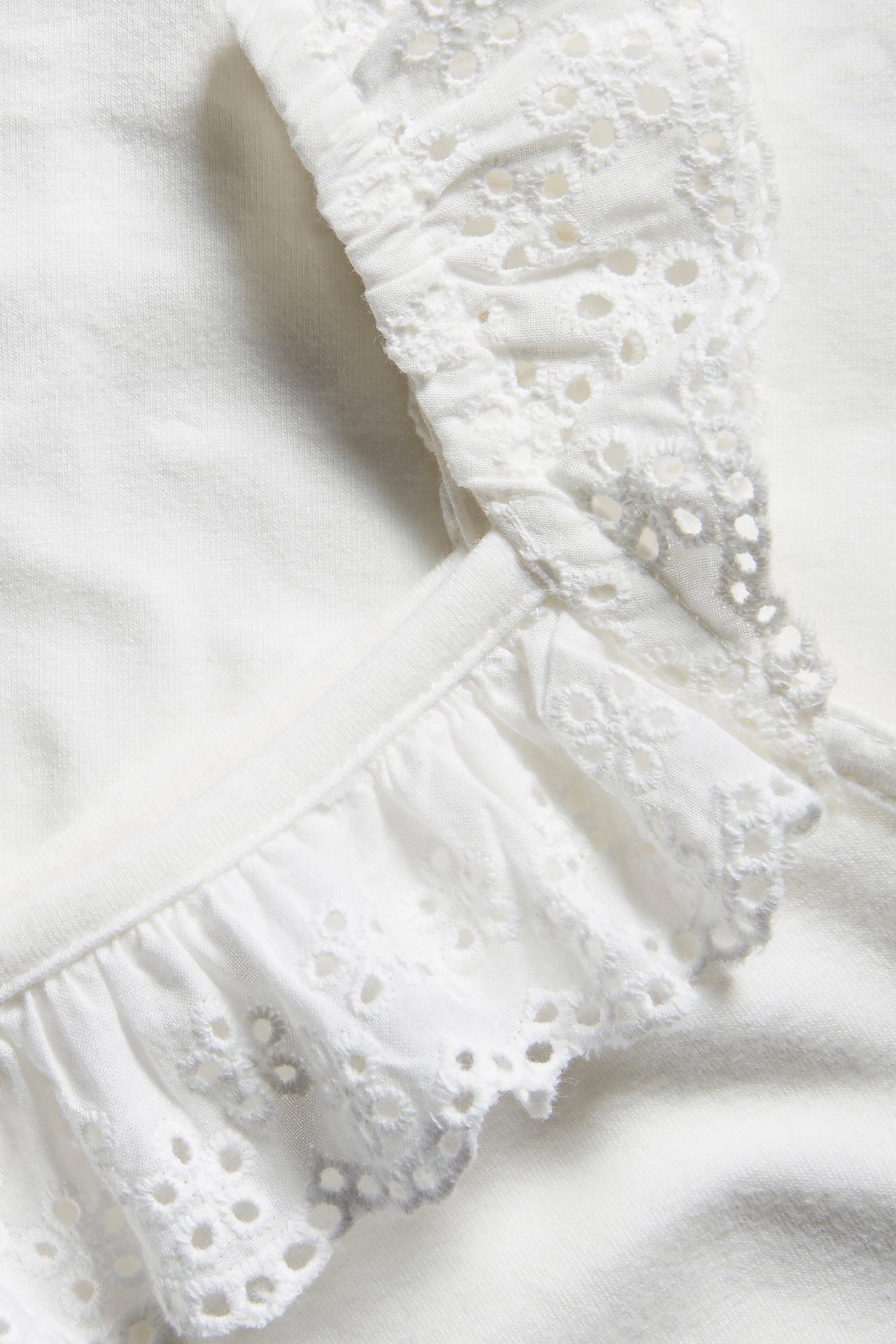 Broderie anglaise lace trim singlet - Off-white - 1